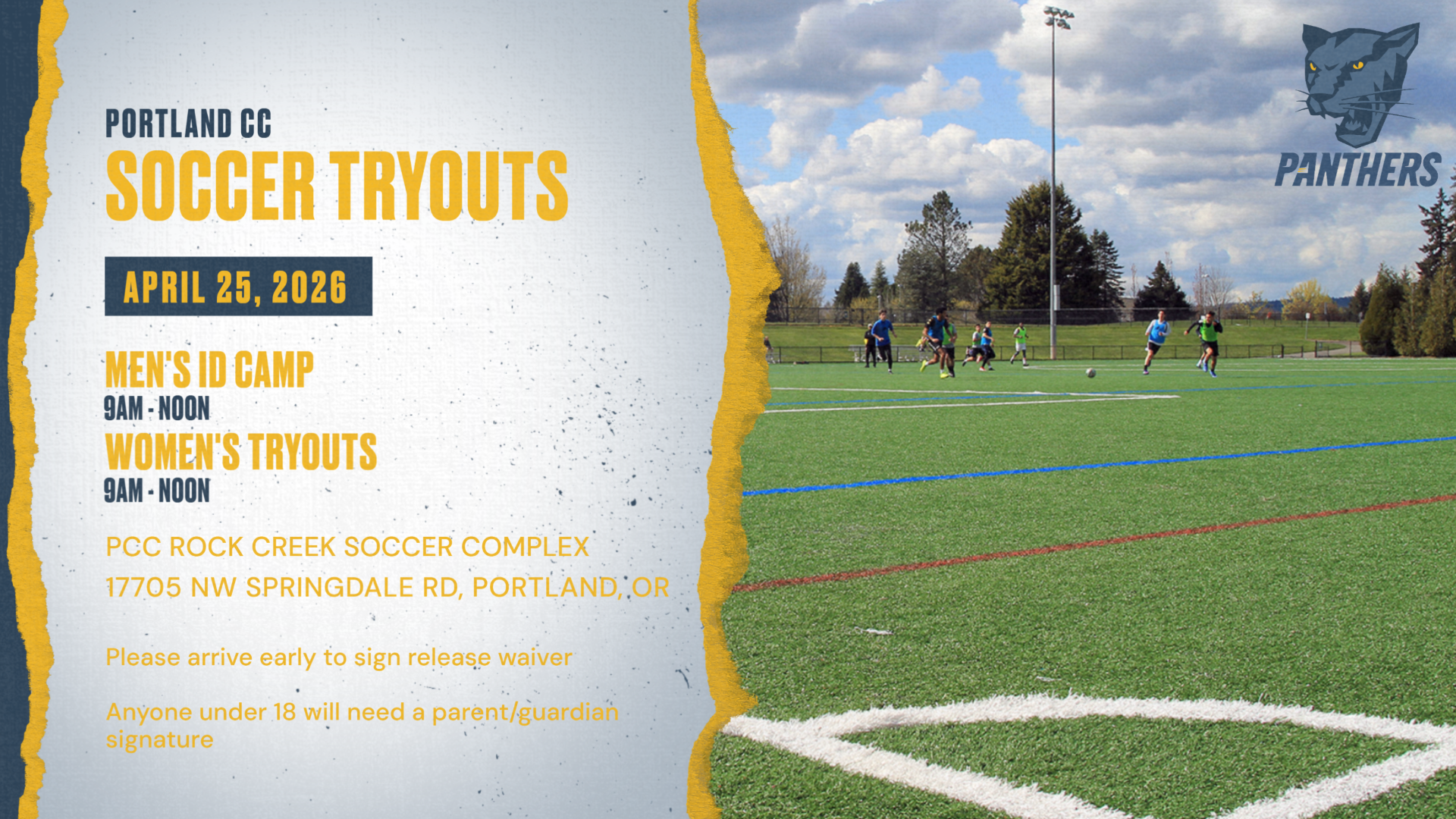 Graphic for Soccer Tryout Sessions in April of 2026