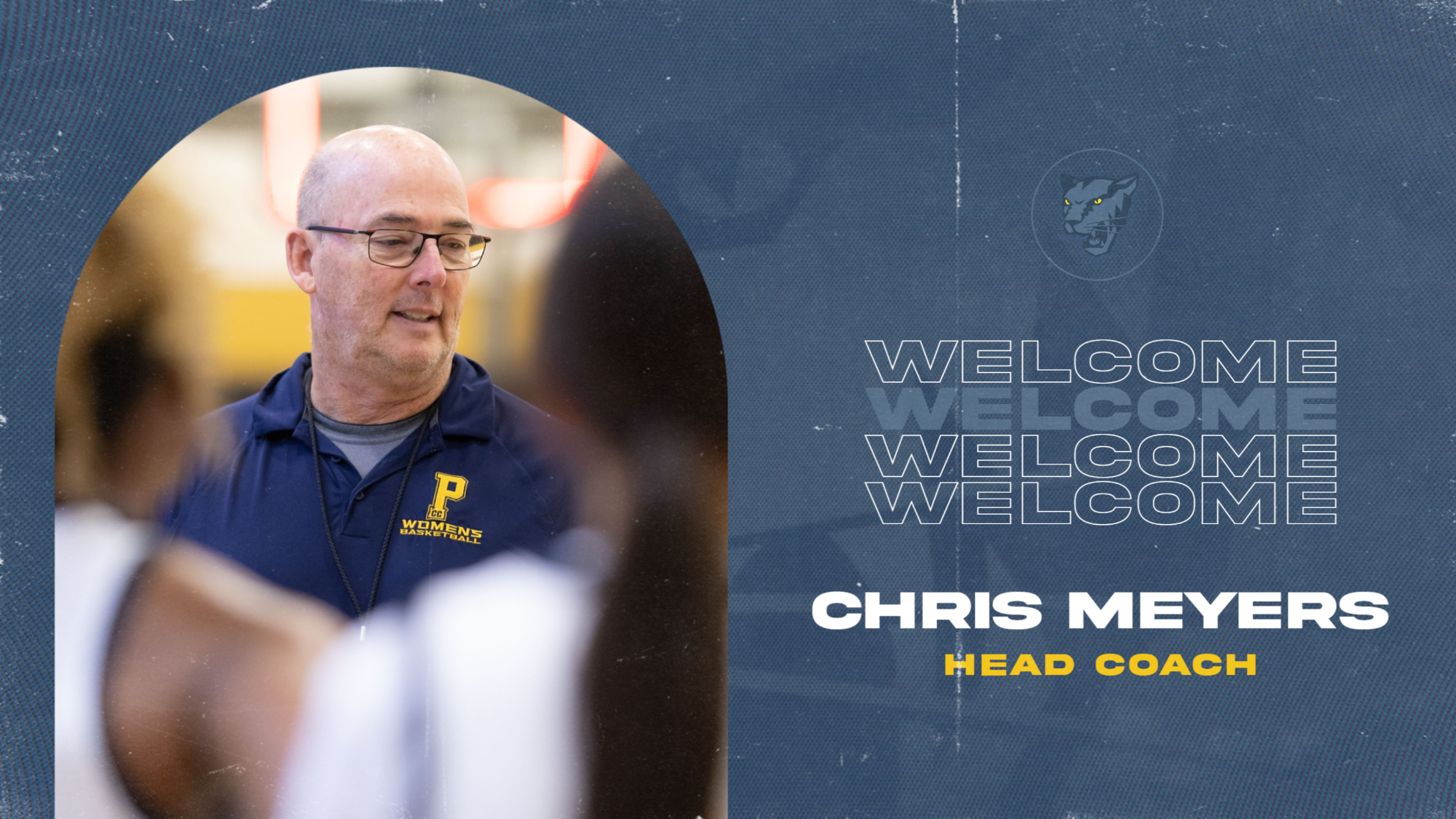 Graphic for announcement of Chris Meyers taking over as interim head coach of women's basketball