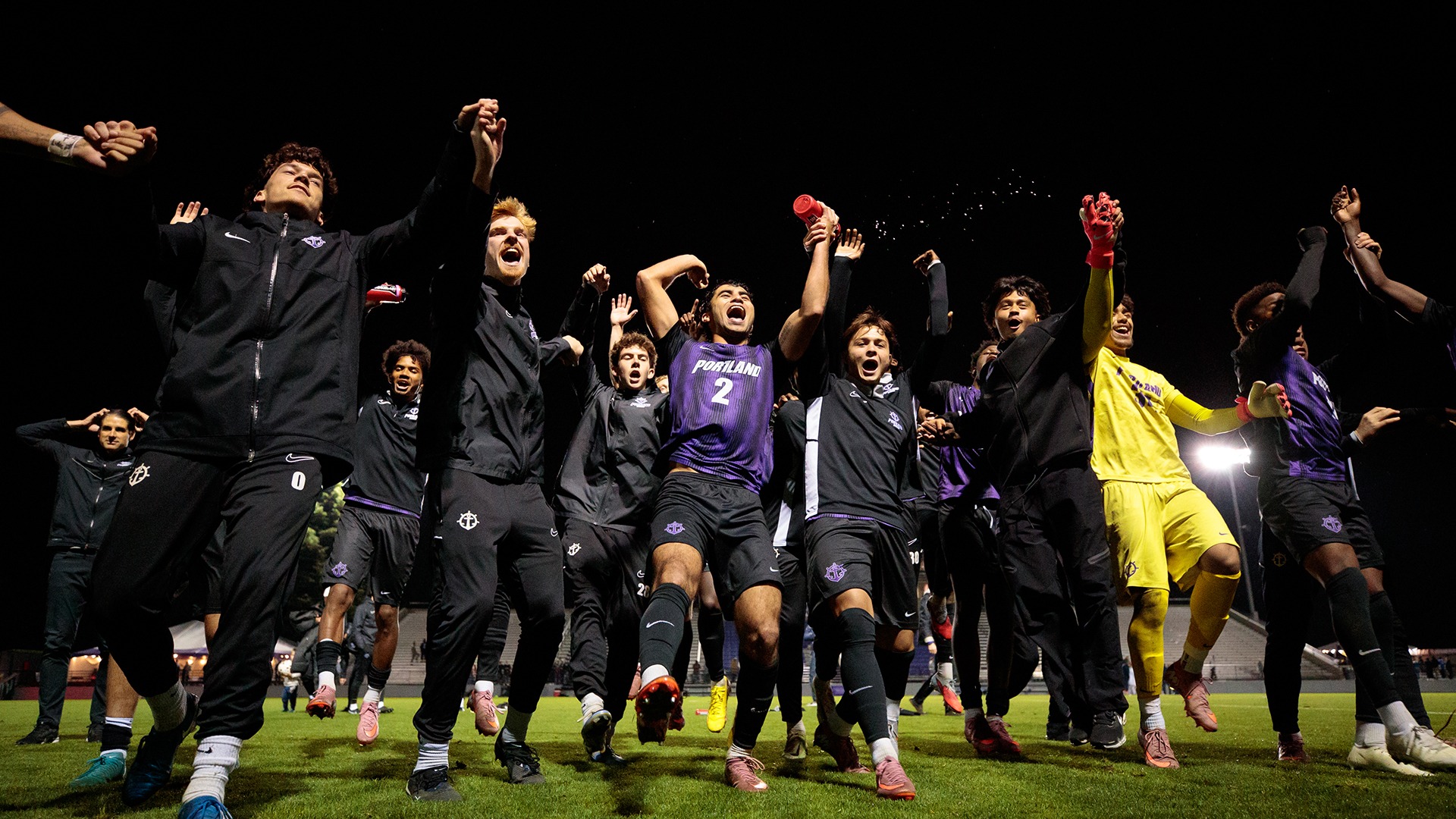 The Pilots celebrate their win over San Diego.