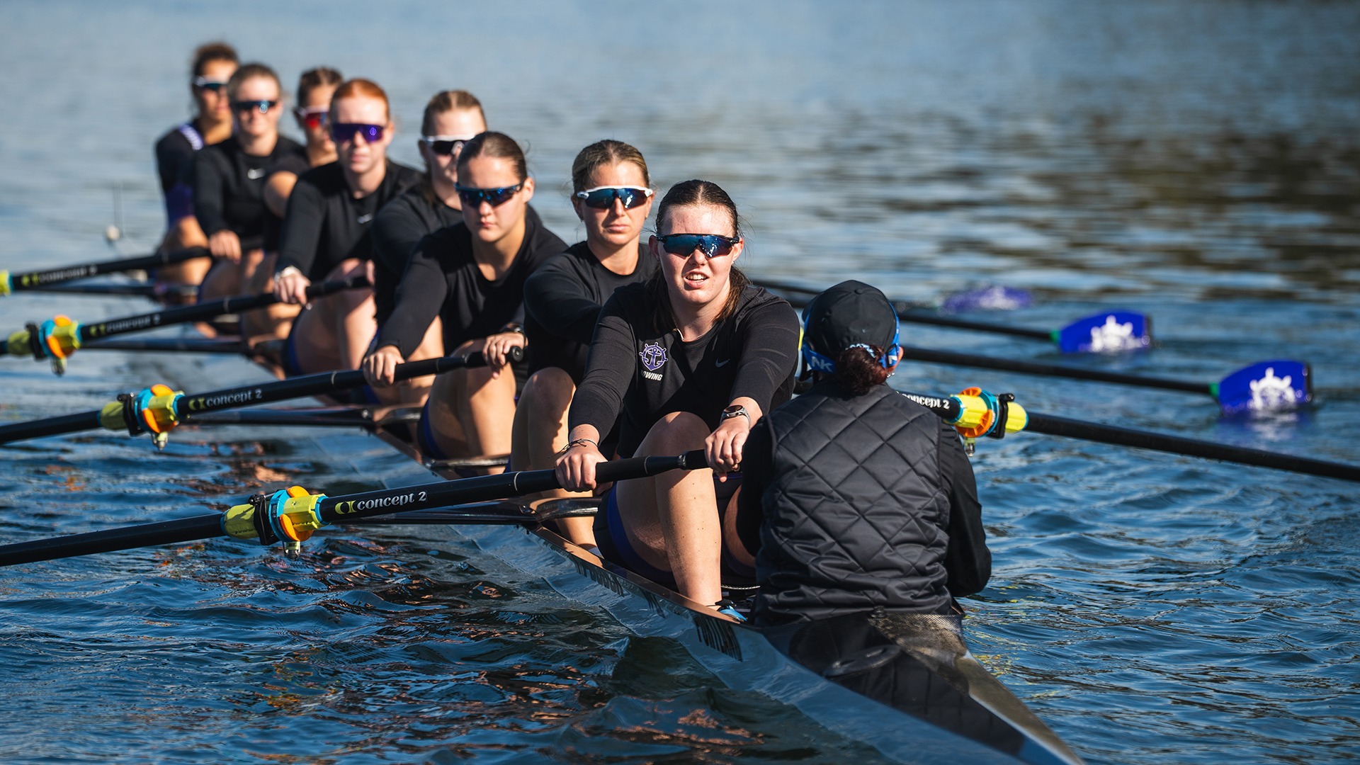 The varsity eight at the Charlie Brown Regatta.