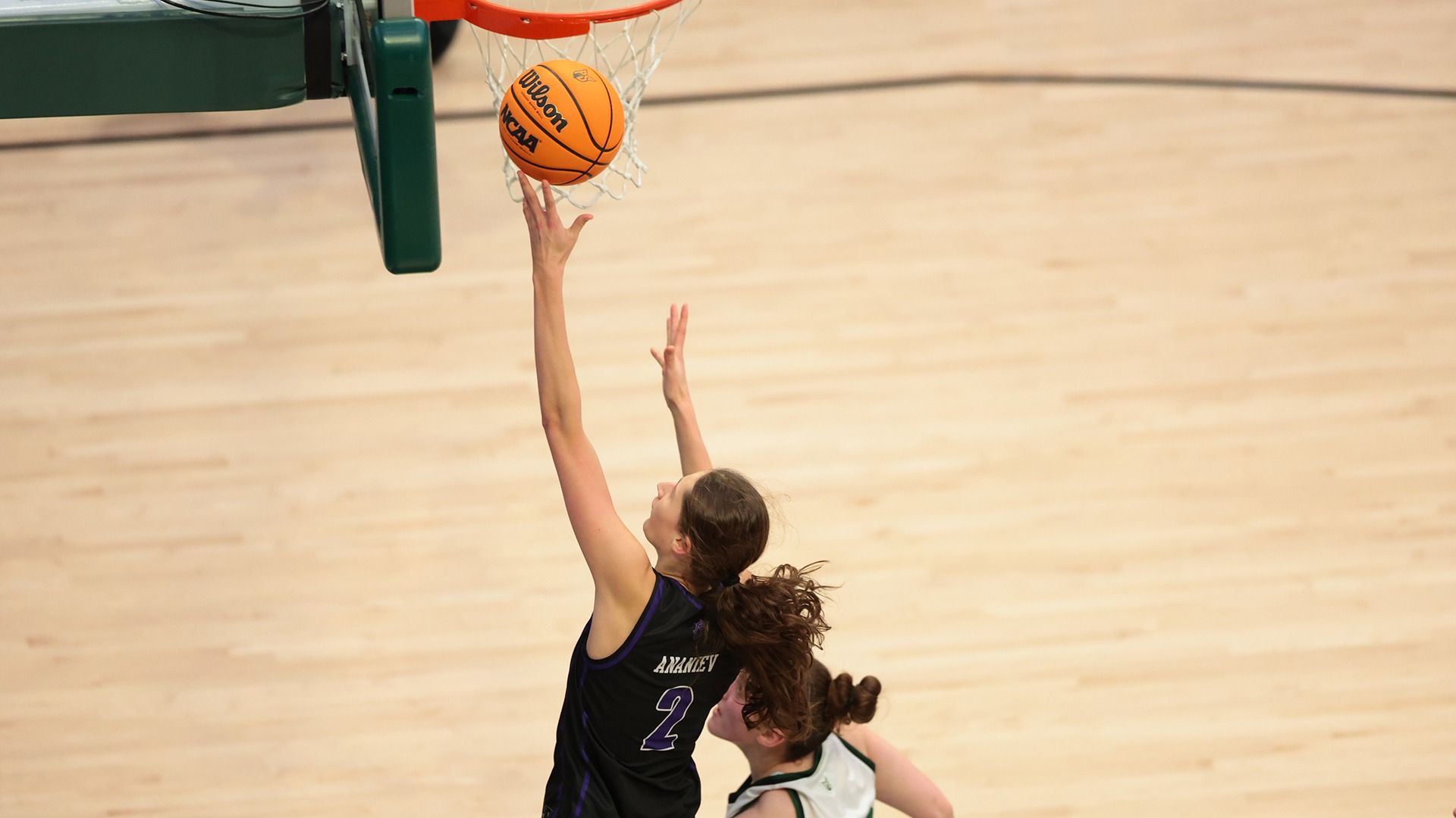 Dyani Ananiev rises for the layup against the Portland State Vikings.