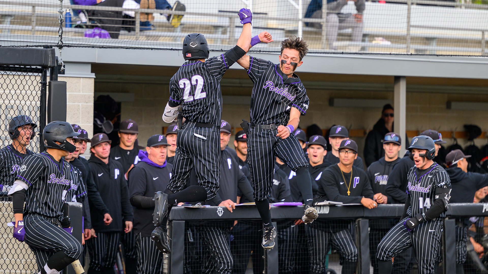 Cody Nitowitz celebrates a home run for Portland.