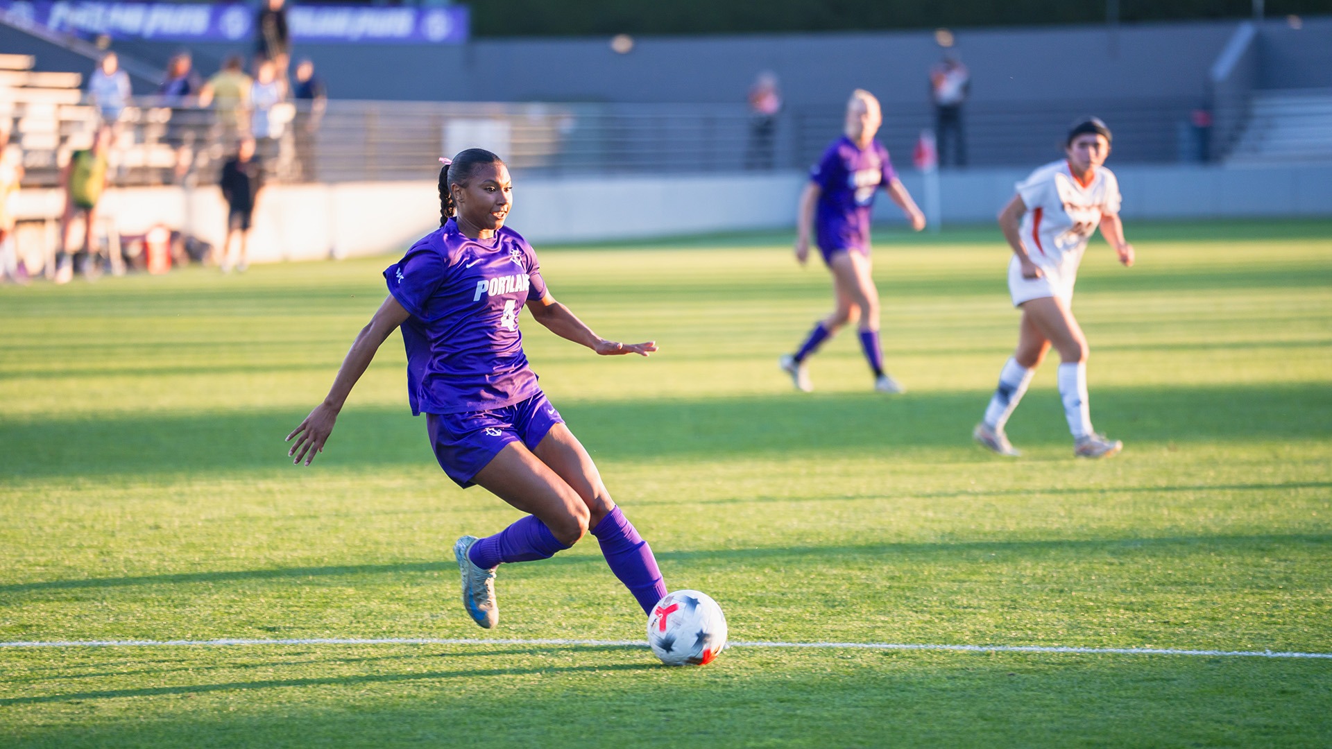 Hailey Bagby makes her move in the midfield against Pacific.