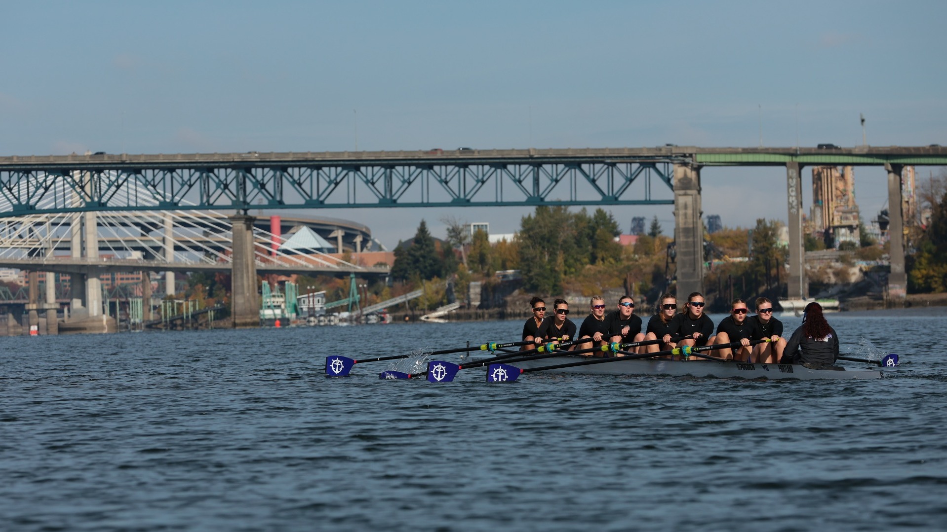 The varsity eight at the Charlie Brown Regatta.