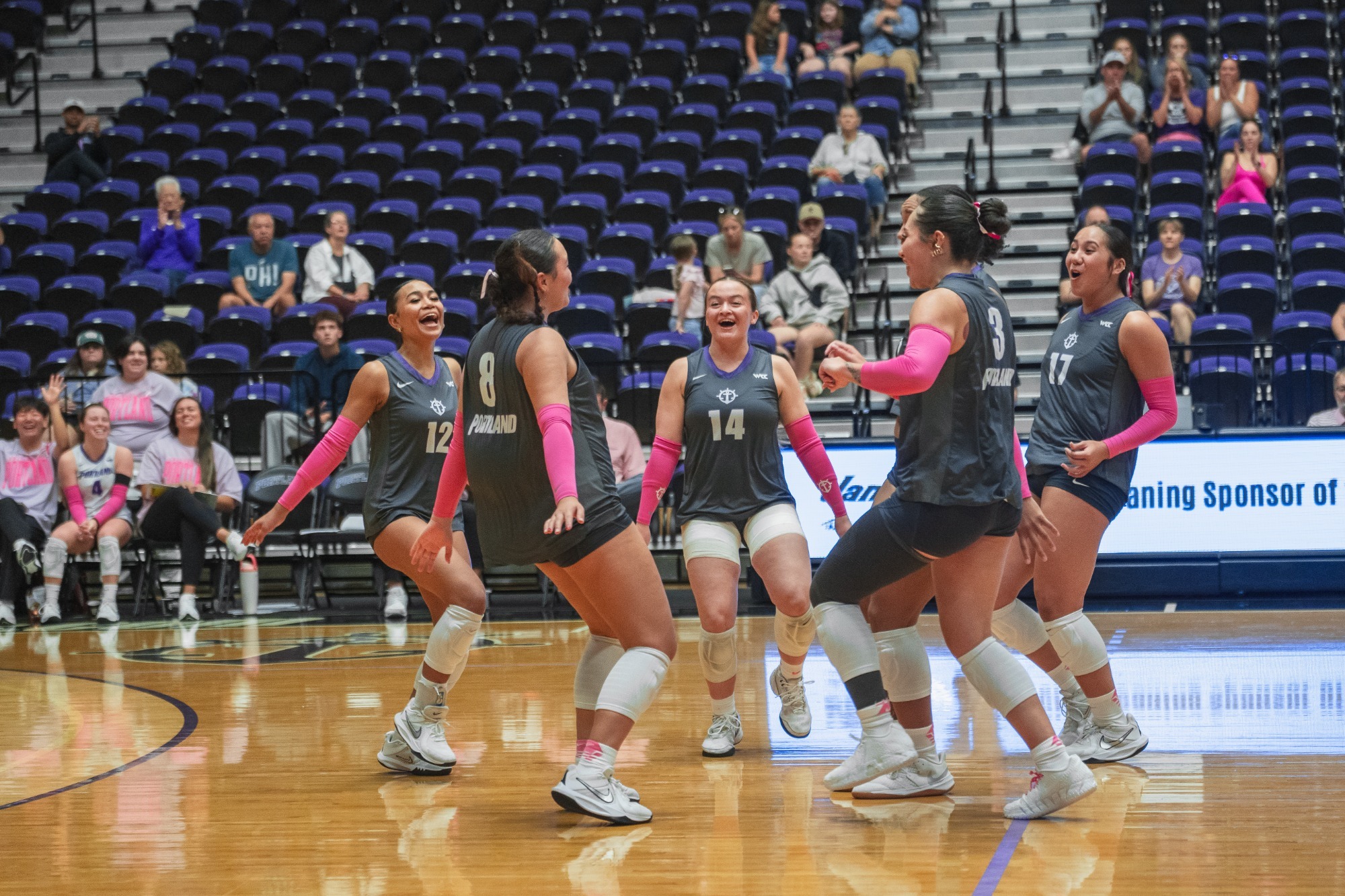 team celebrates a point