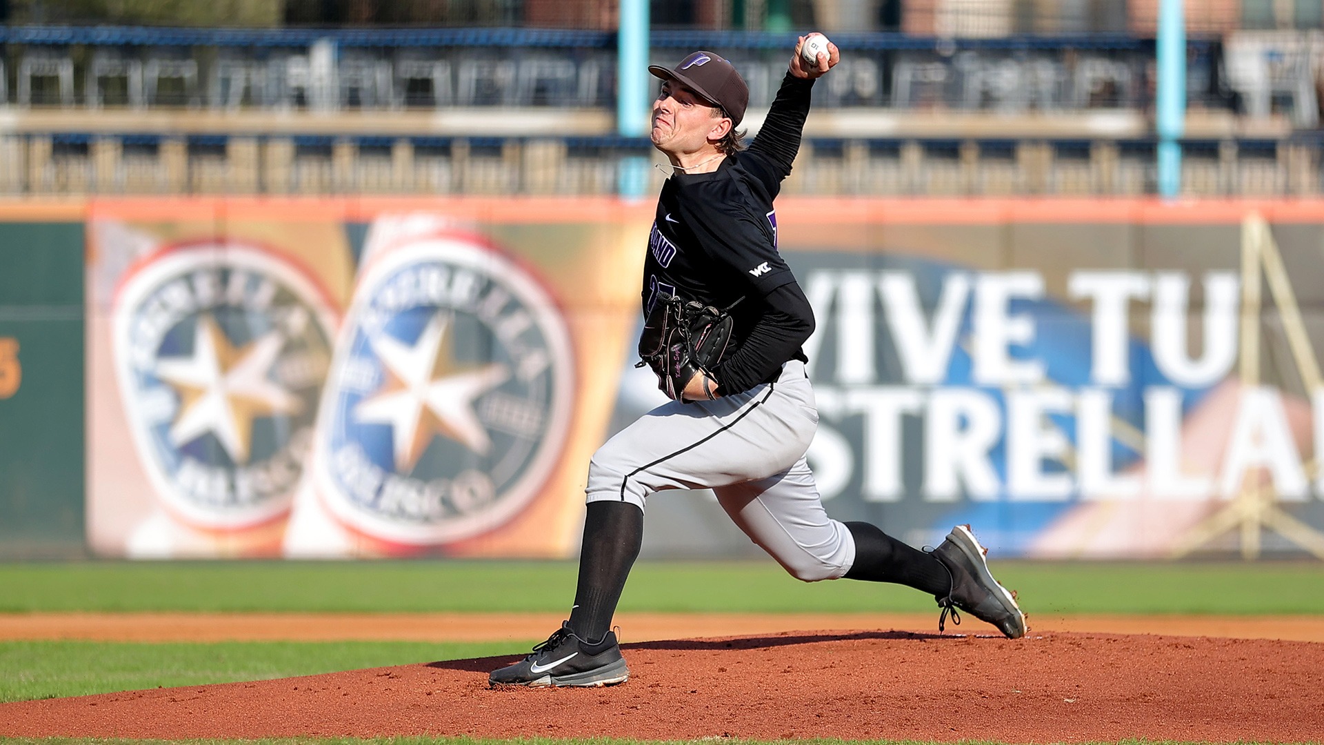 Kaden Segel throws a pitch on the mound for Portland.