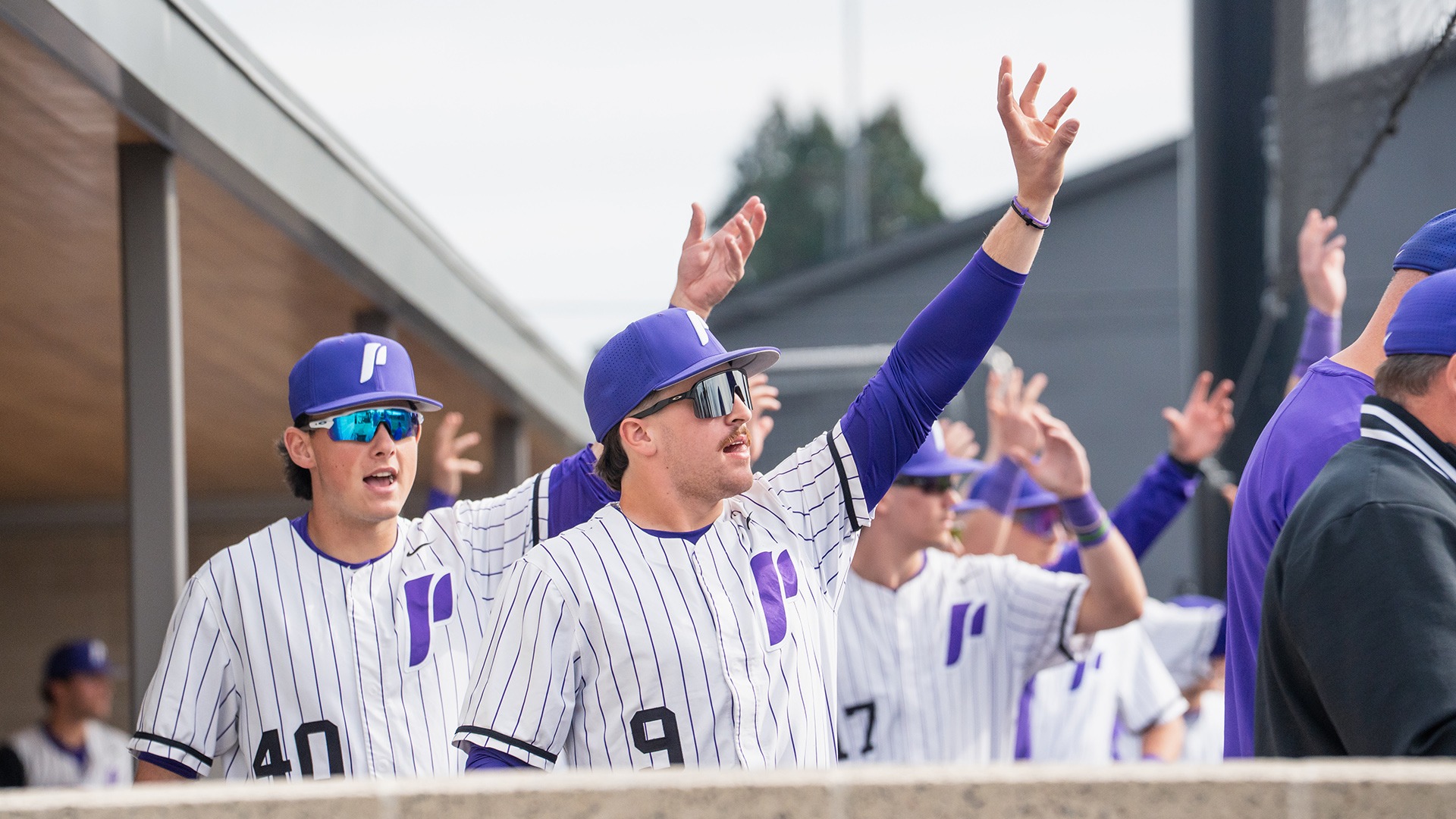 The Pilots celebrate in the dugout.