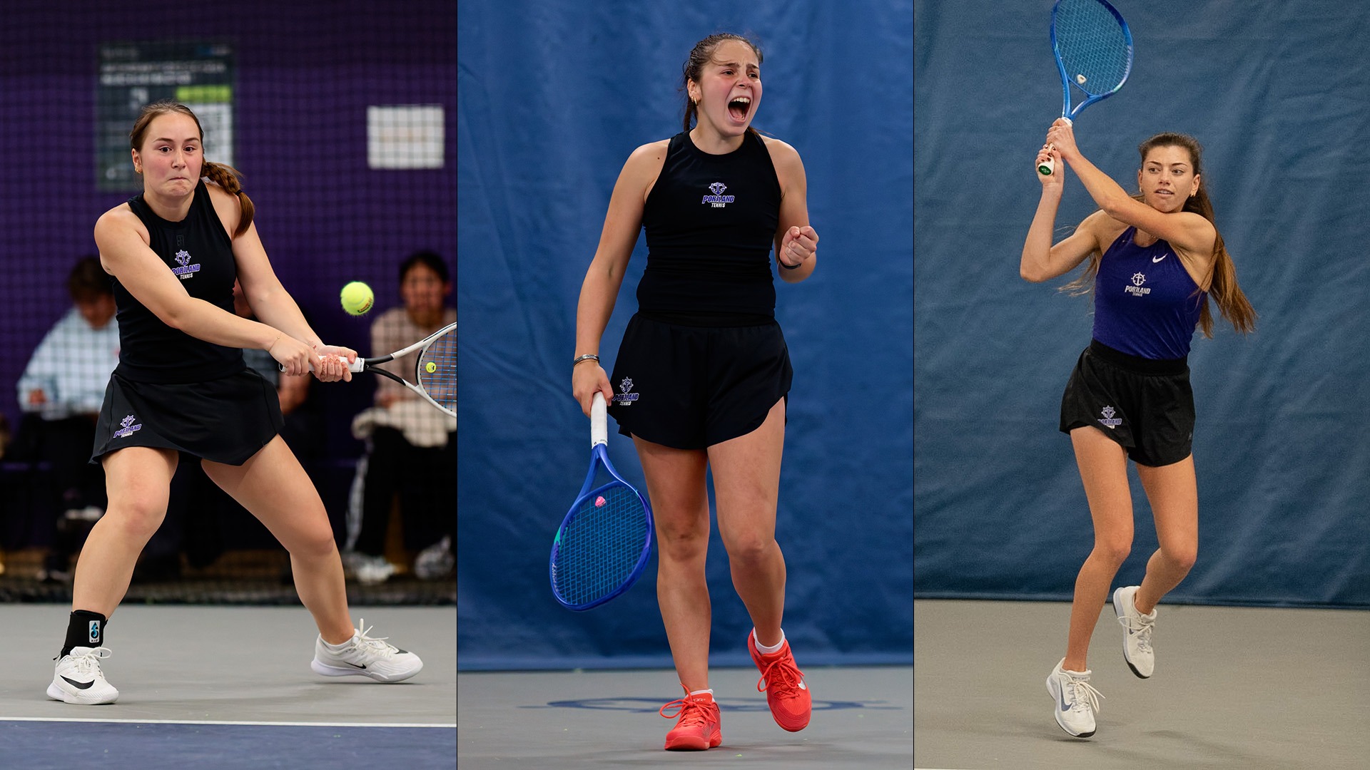Side by side images of Maria Galatescu, Alaia Rubio Perez and Dariya Radulova in All-WCC recognition post.