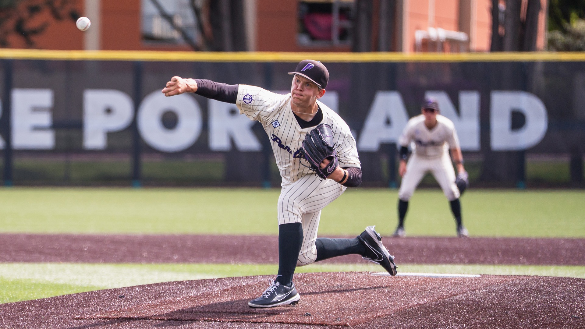Trey Swygart throws a strike against San Francisco.