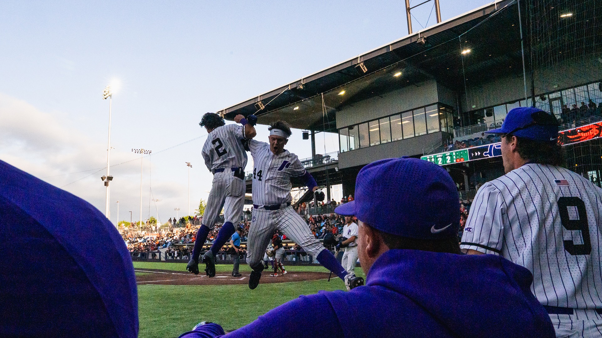 Trey Swygart celebrates his home run against Oregon State.