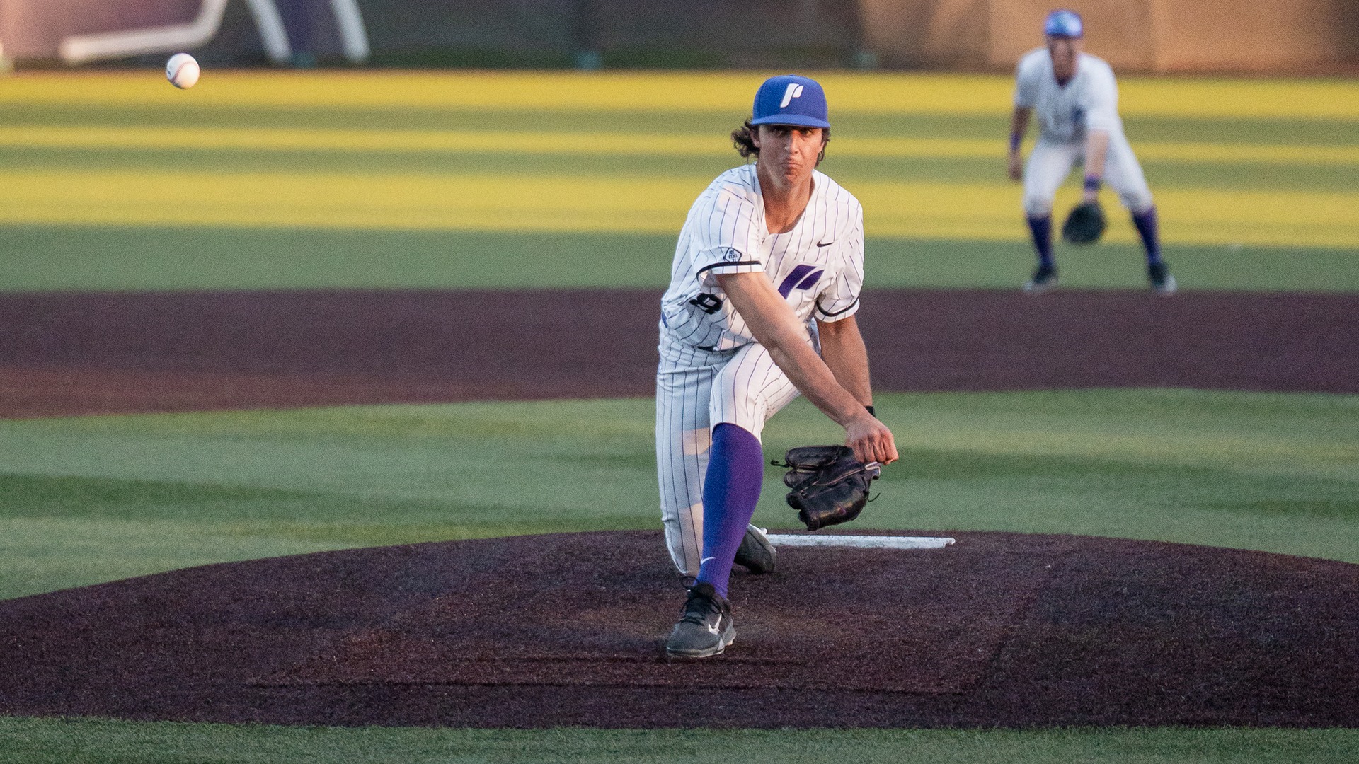 Morgan Codron throws a pitch against Oregon.