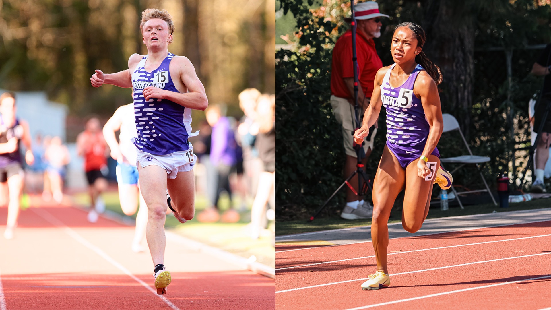 Canyon White and Malia-Rose Harvey side by side action photos on the track.