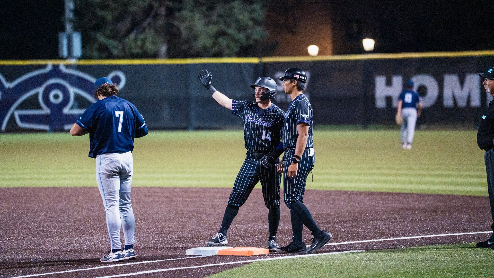 Jonas Salk on first base against San Diego.