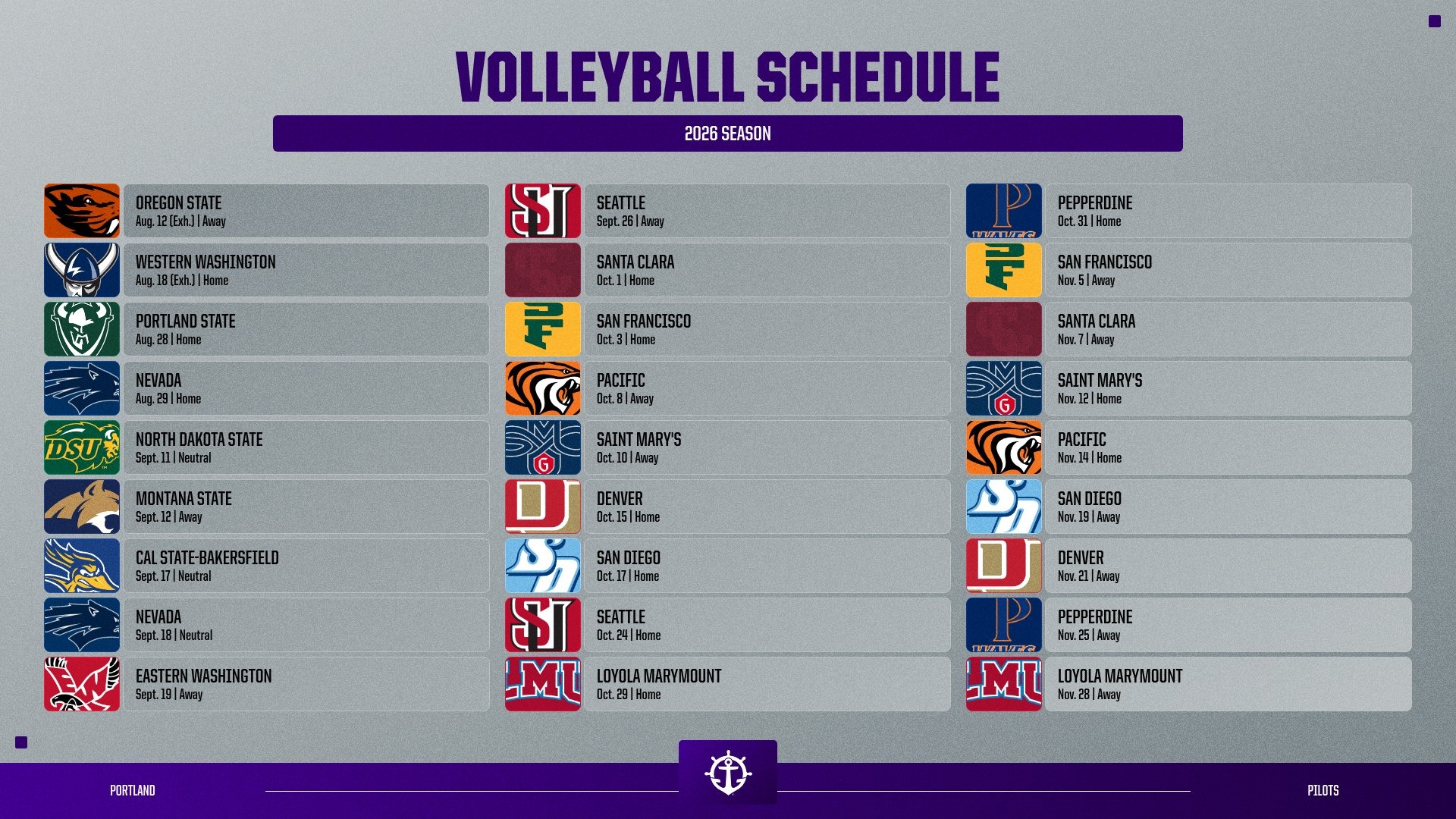 2026 Volleyball Schedule