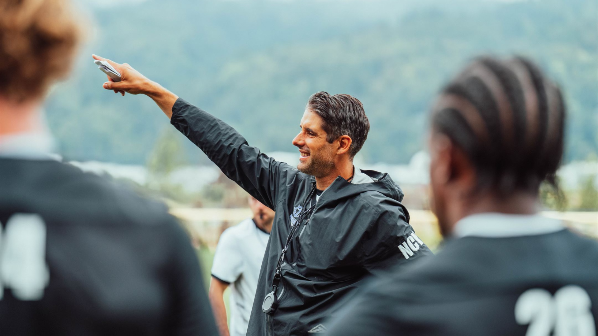 Nick Carlin-Voigt pointing during training.