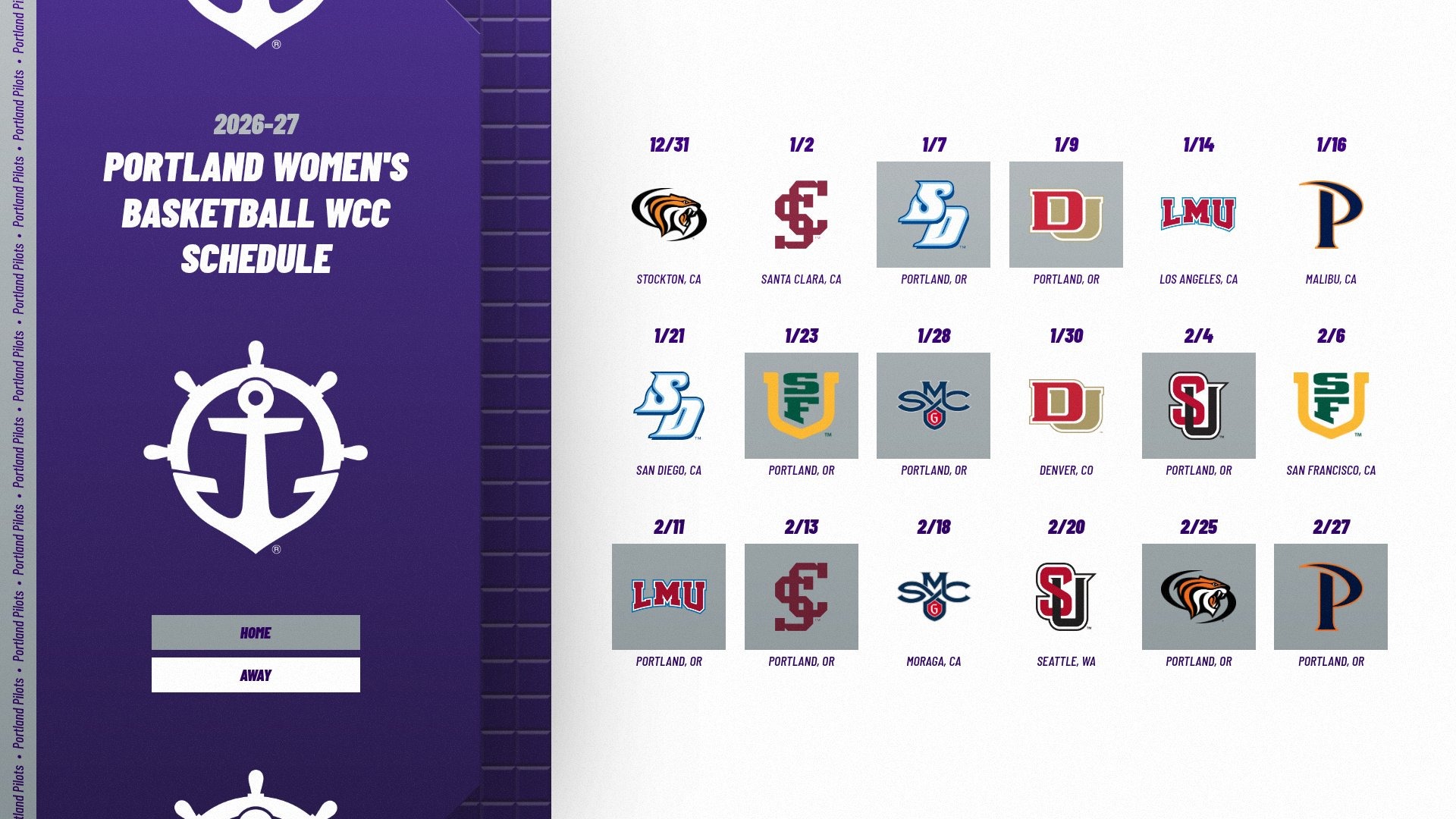 2026-27 Women's Basketball WCC Schedule