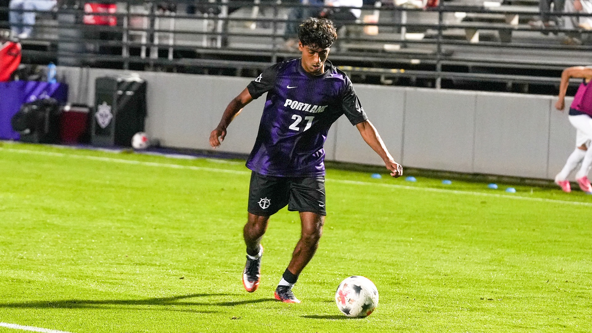 Ritvik Karra controls the ball against New Hampshire.