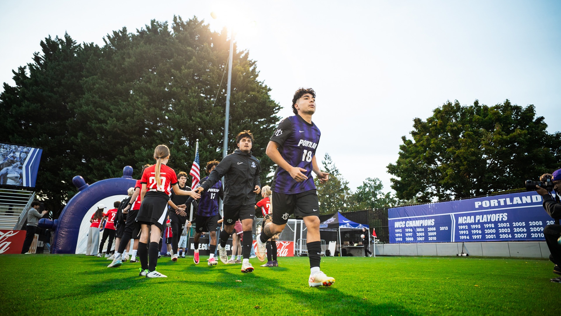Diego Rosas leads the Pilots out of the pregame tunnel.