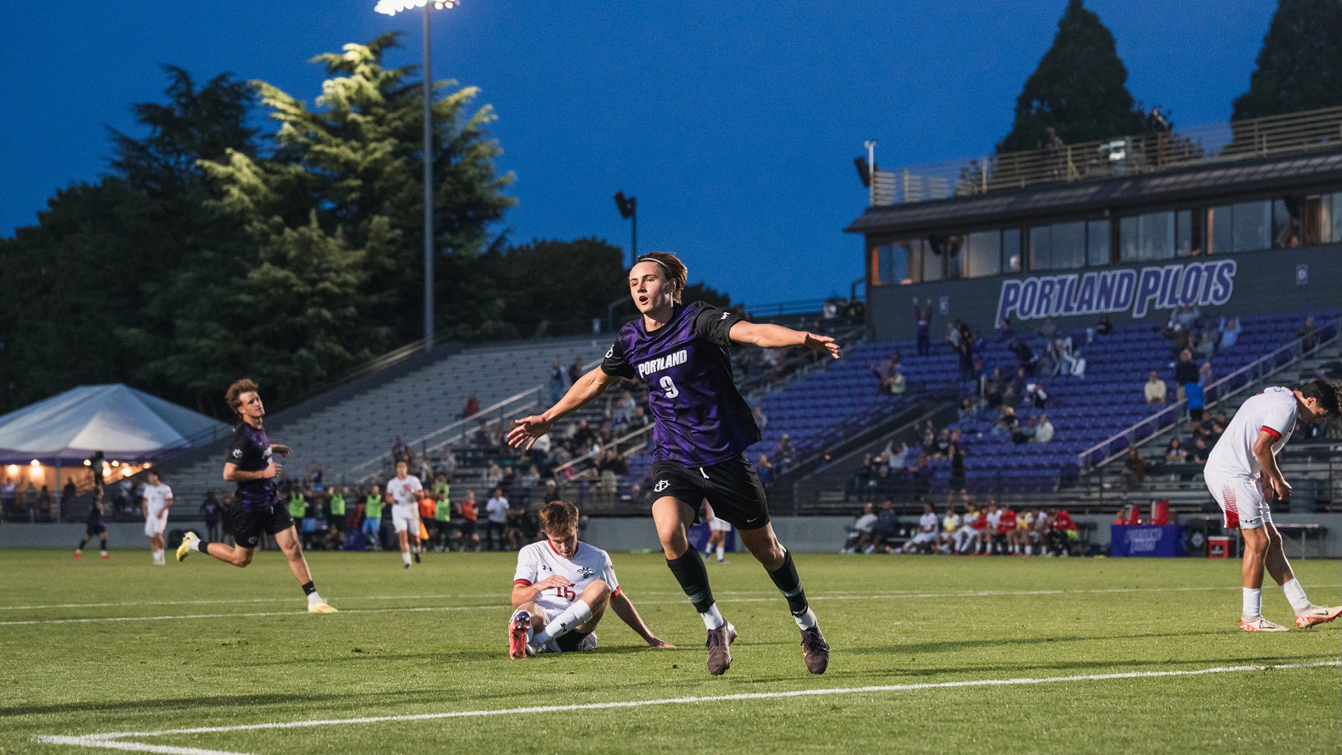 Alex Waggoner celebrates his first goal of the year.