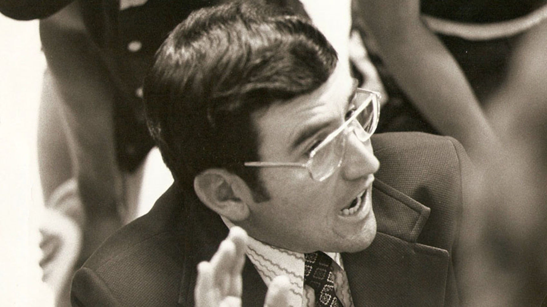 Jerry Welsh addresses his Bears during a game in the late 1970's or early 1980's.