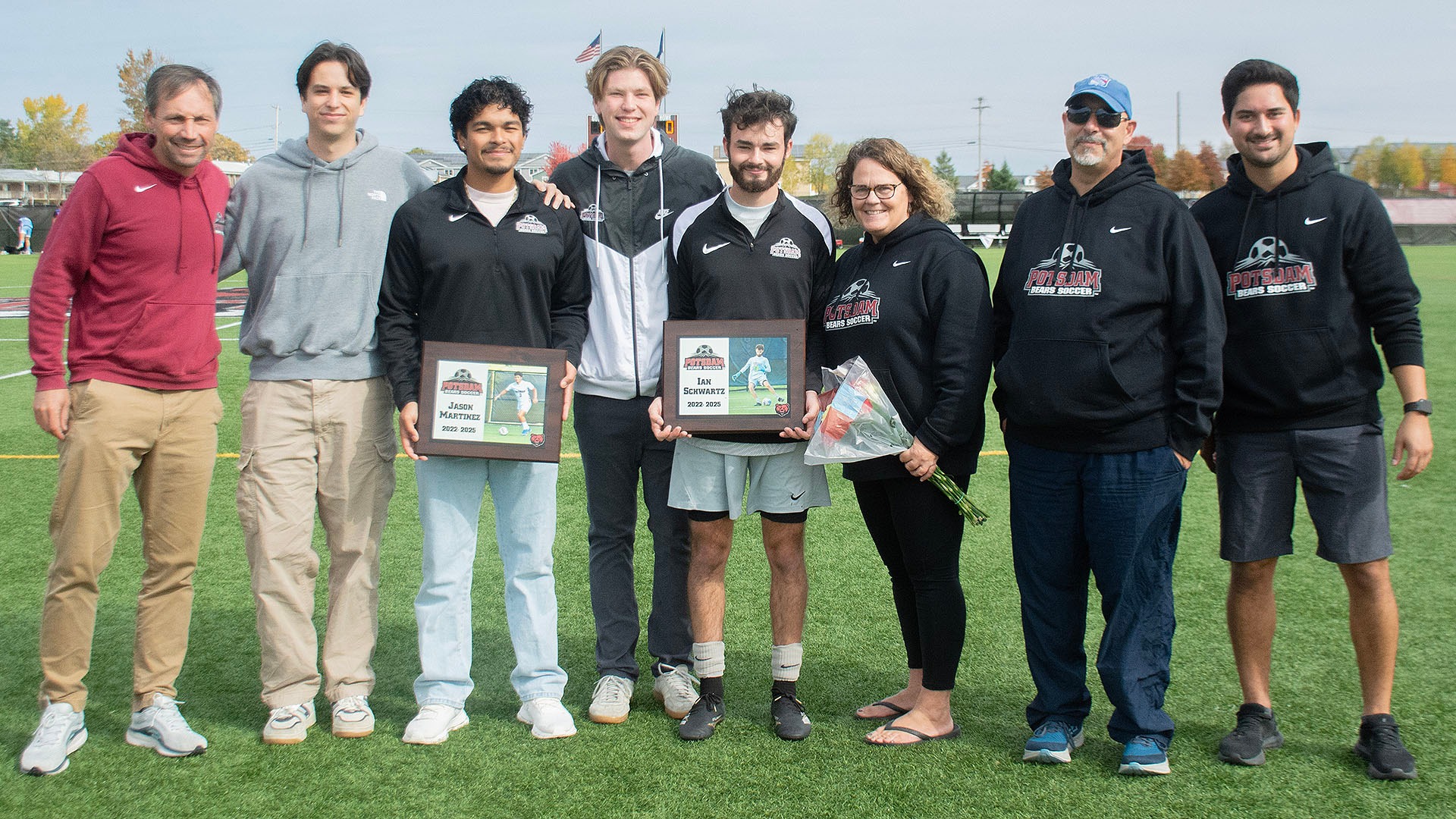 Jason Martinez and Ian Schwartz were honored on Senior Day before a game with Fredonia on 10/18/25.