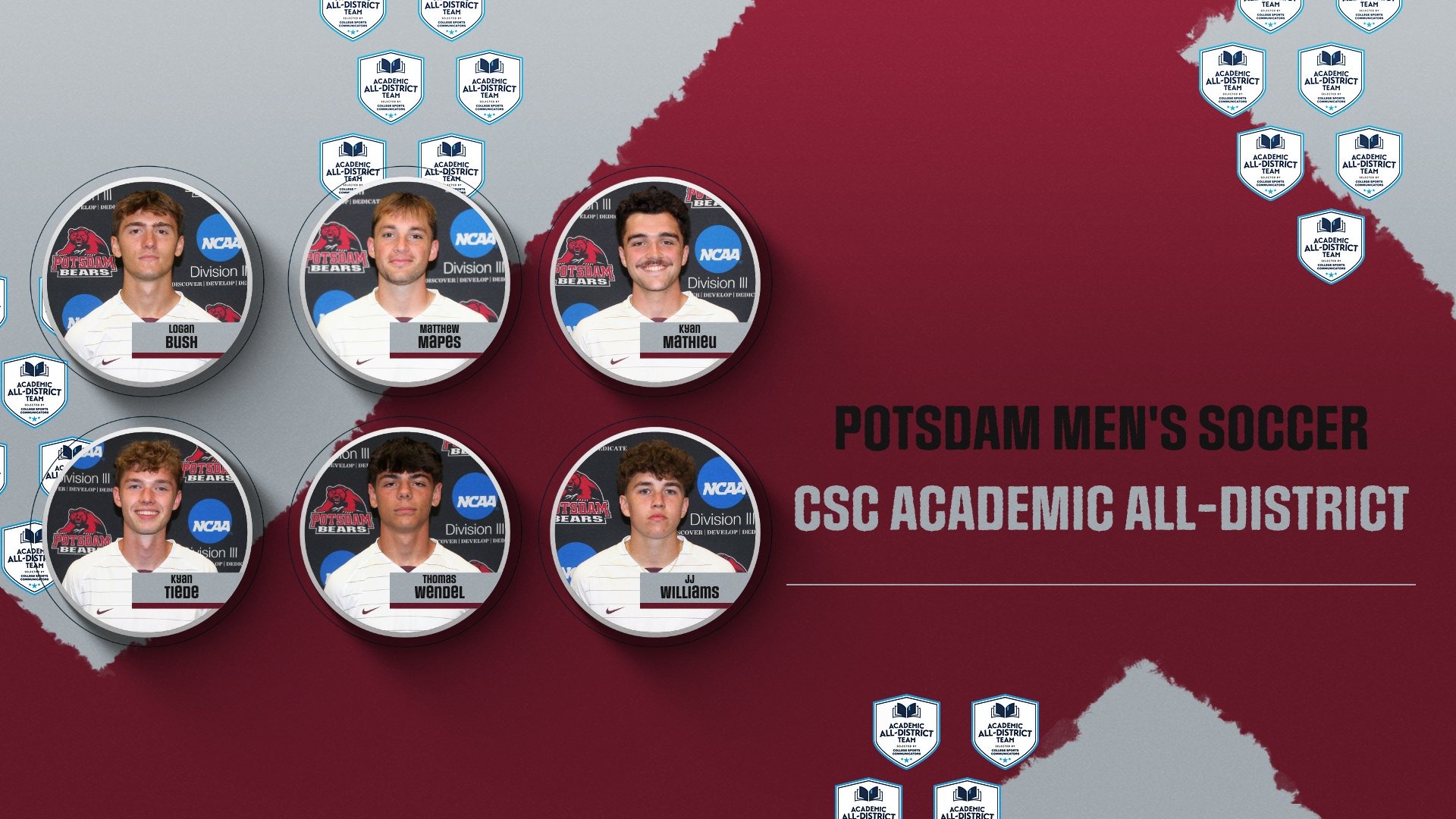 Six Bears men's soccer players have been named to the CSC Academic All-District Team.