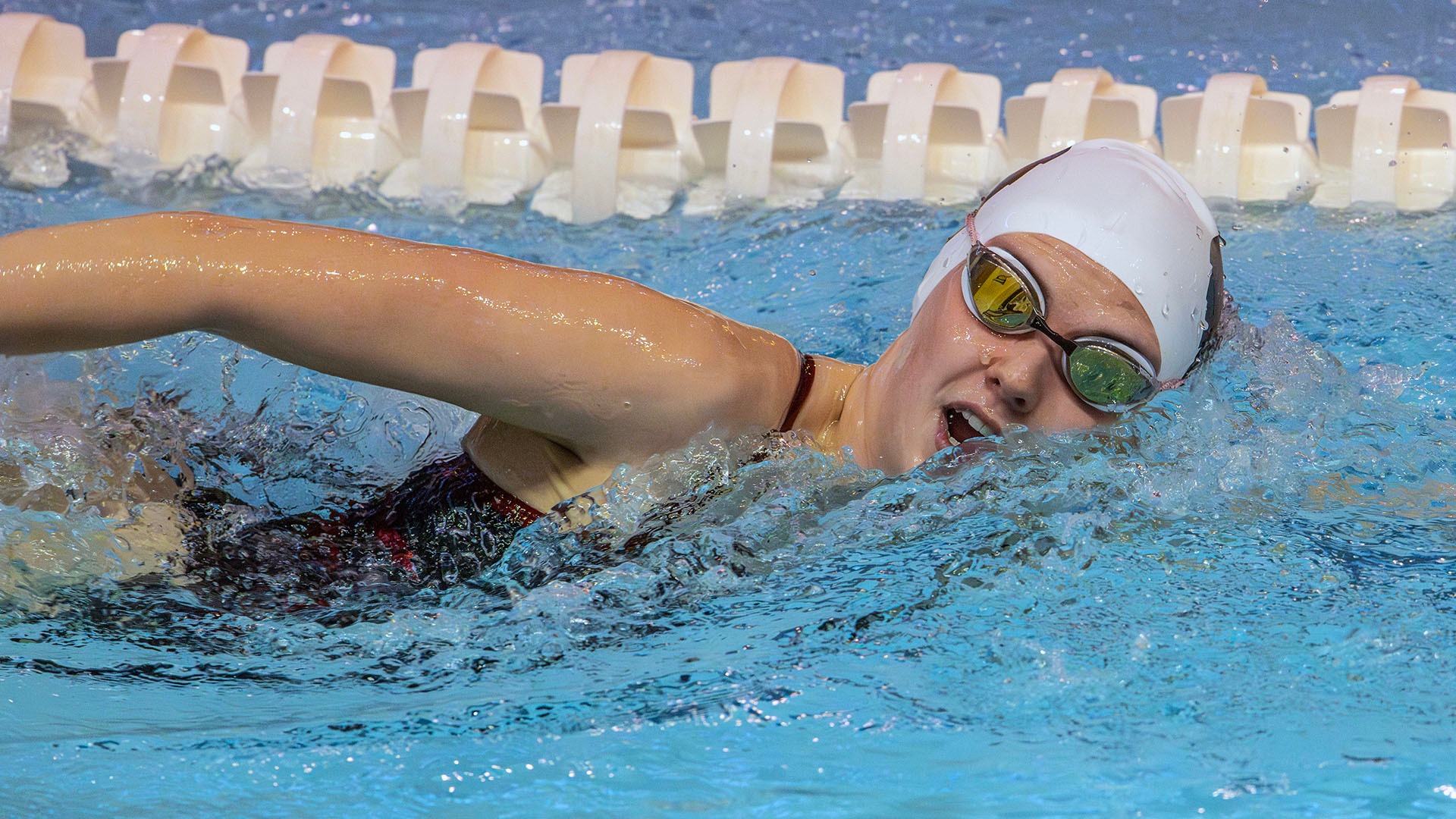 Katherine Steeves swims during the 2024-25.