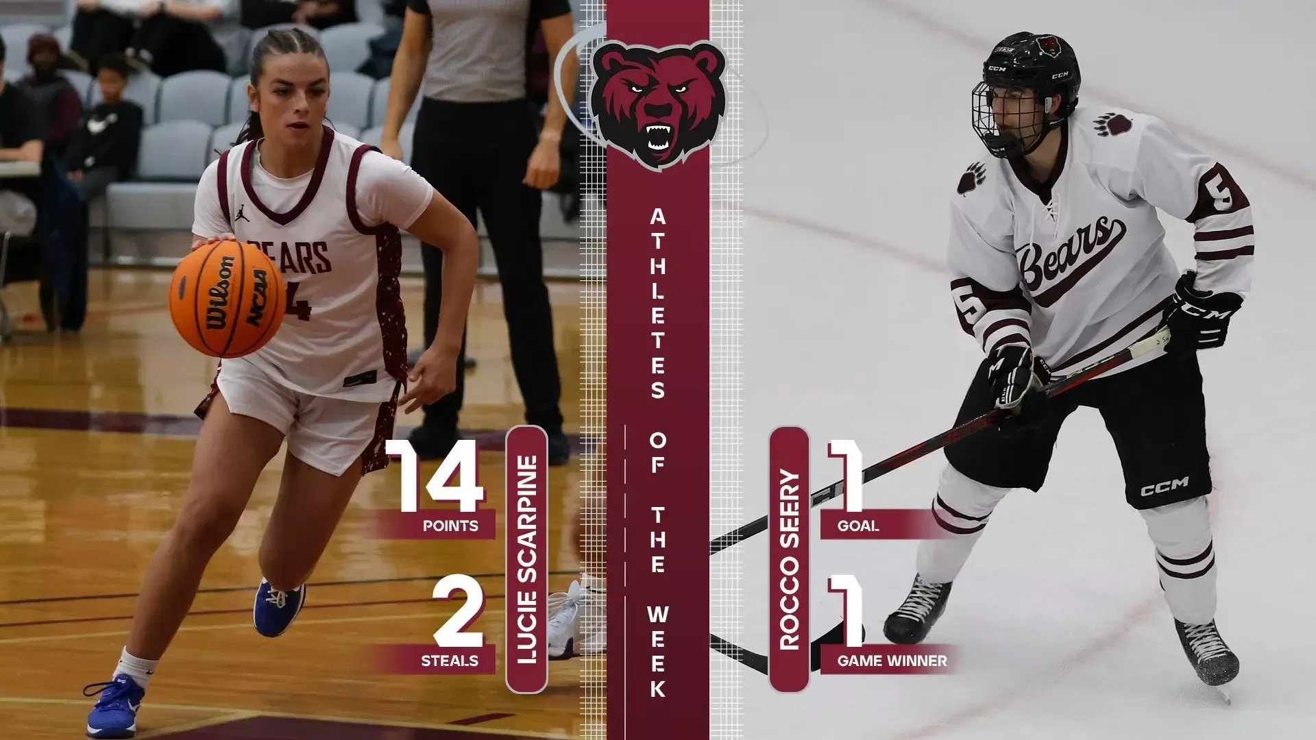 Lucie Scarpine and Rocco Seery have been named SUNY Potsdam Athletes of the Week.