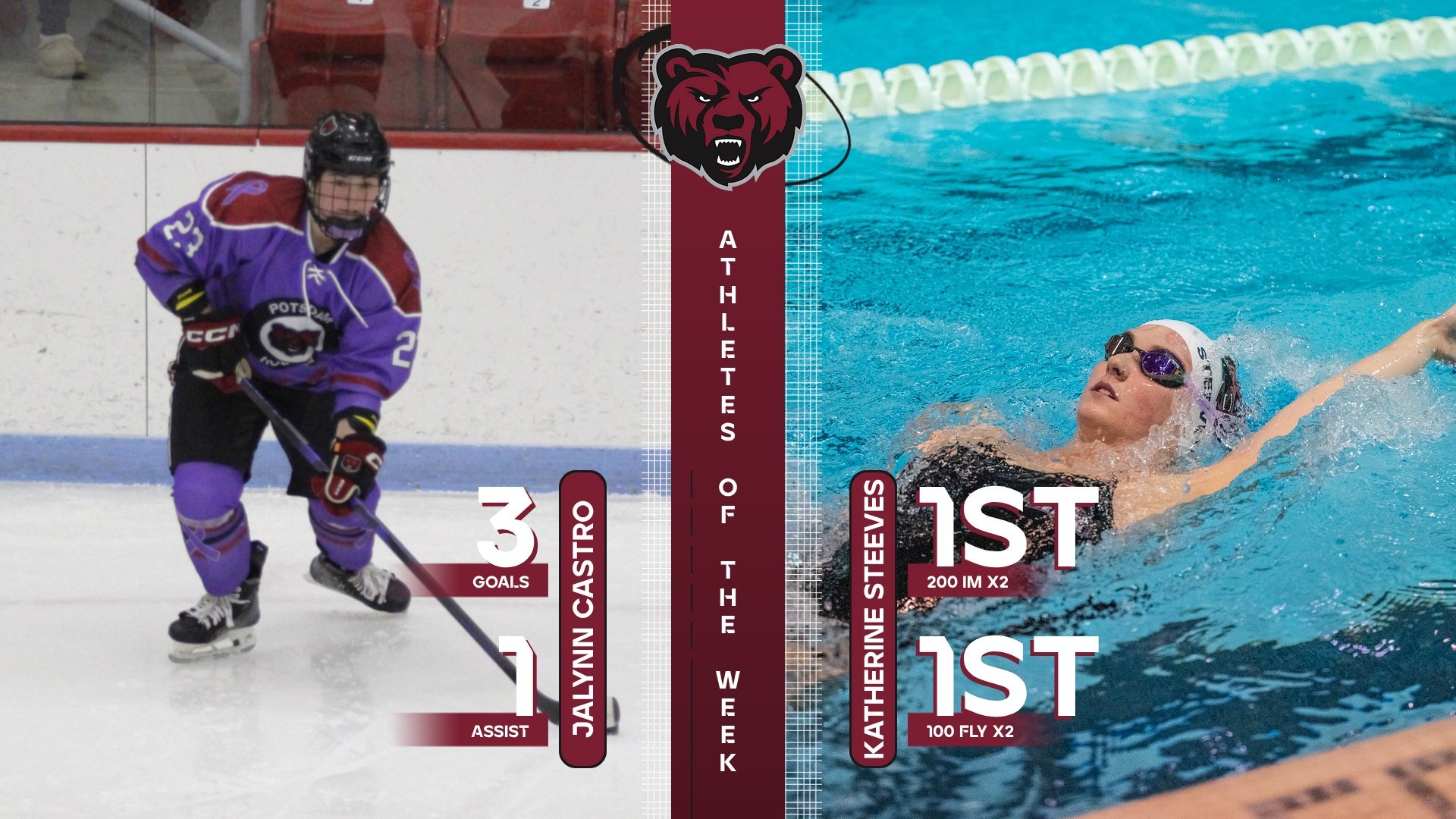 Castro, Steeves Named SUNY Potsdam Athletes of the Week - January 12-17, 2026. 