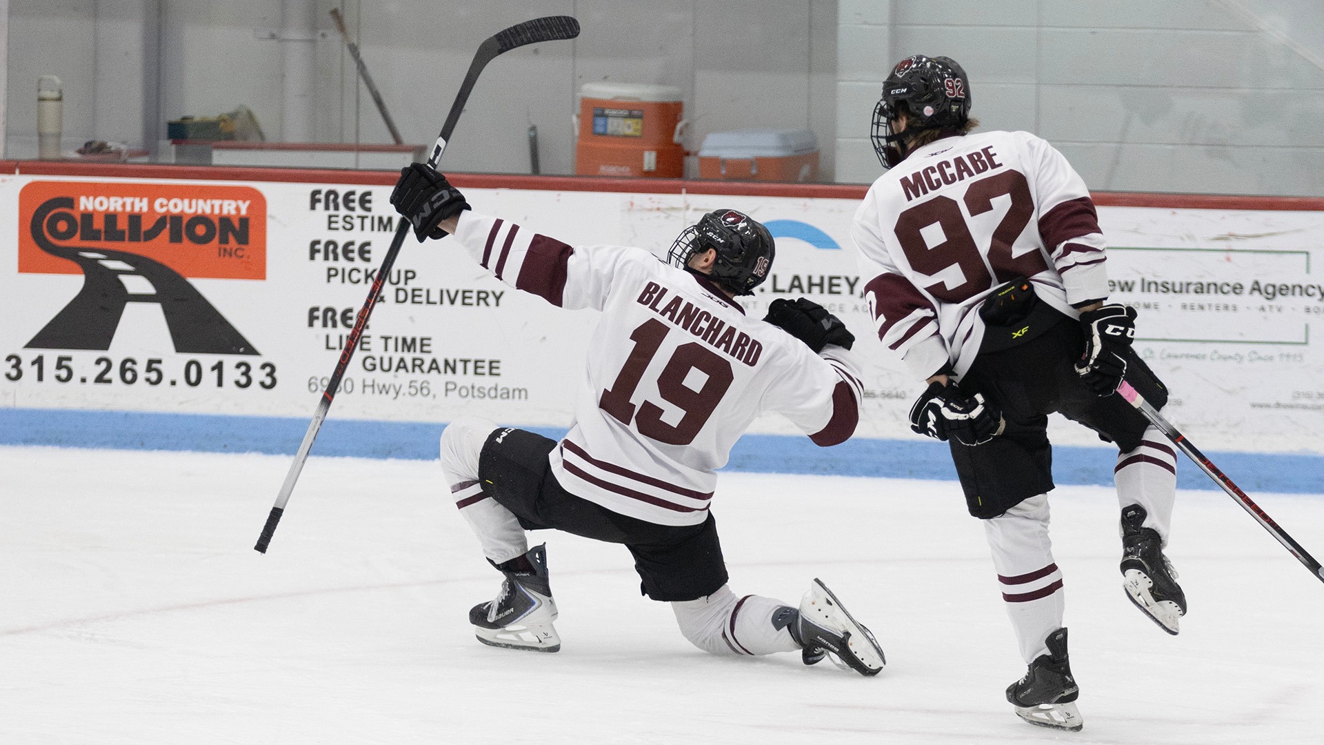 Andrew Blanchard celebrates his game-tying goal against Canton on 1/23/26.