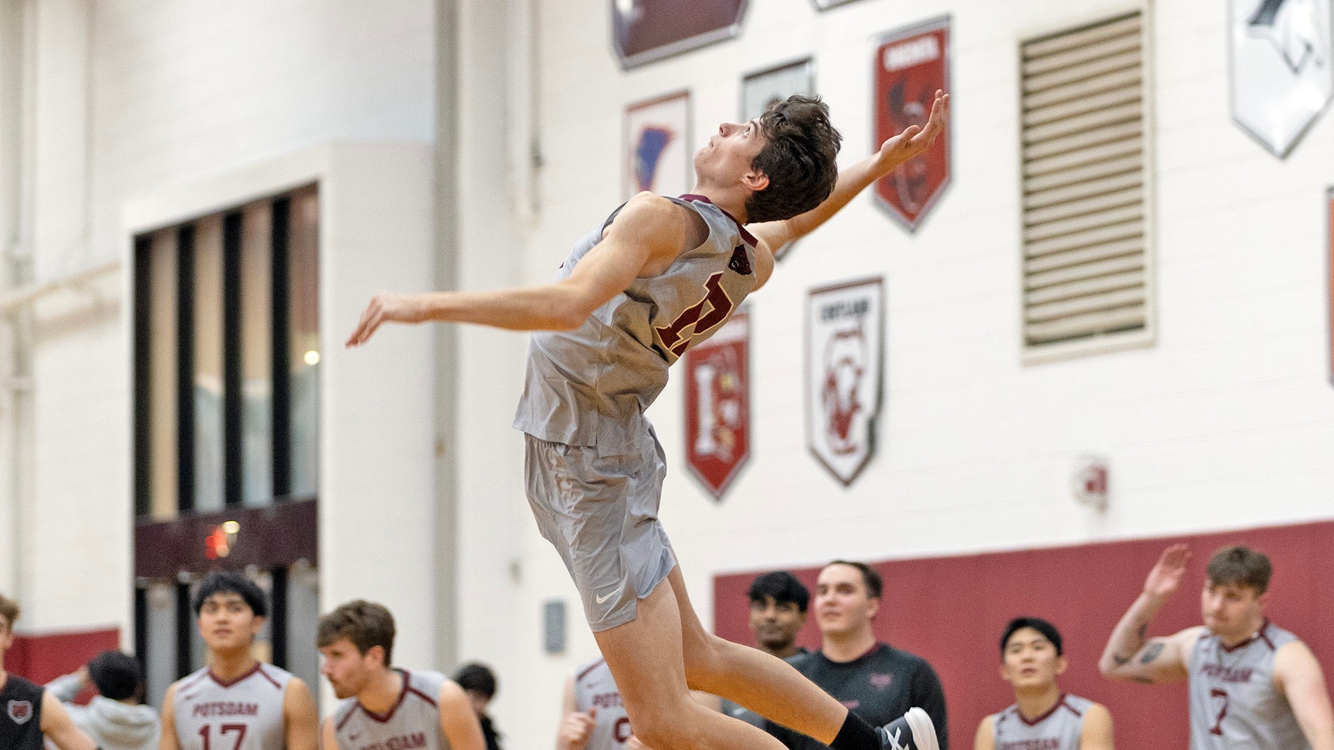 Matt Kilinski serves against Buffalo State on 1/24/26.