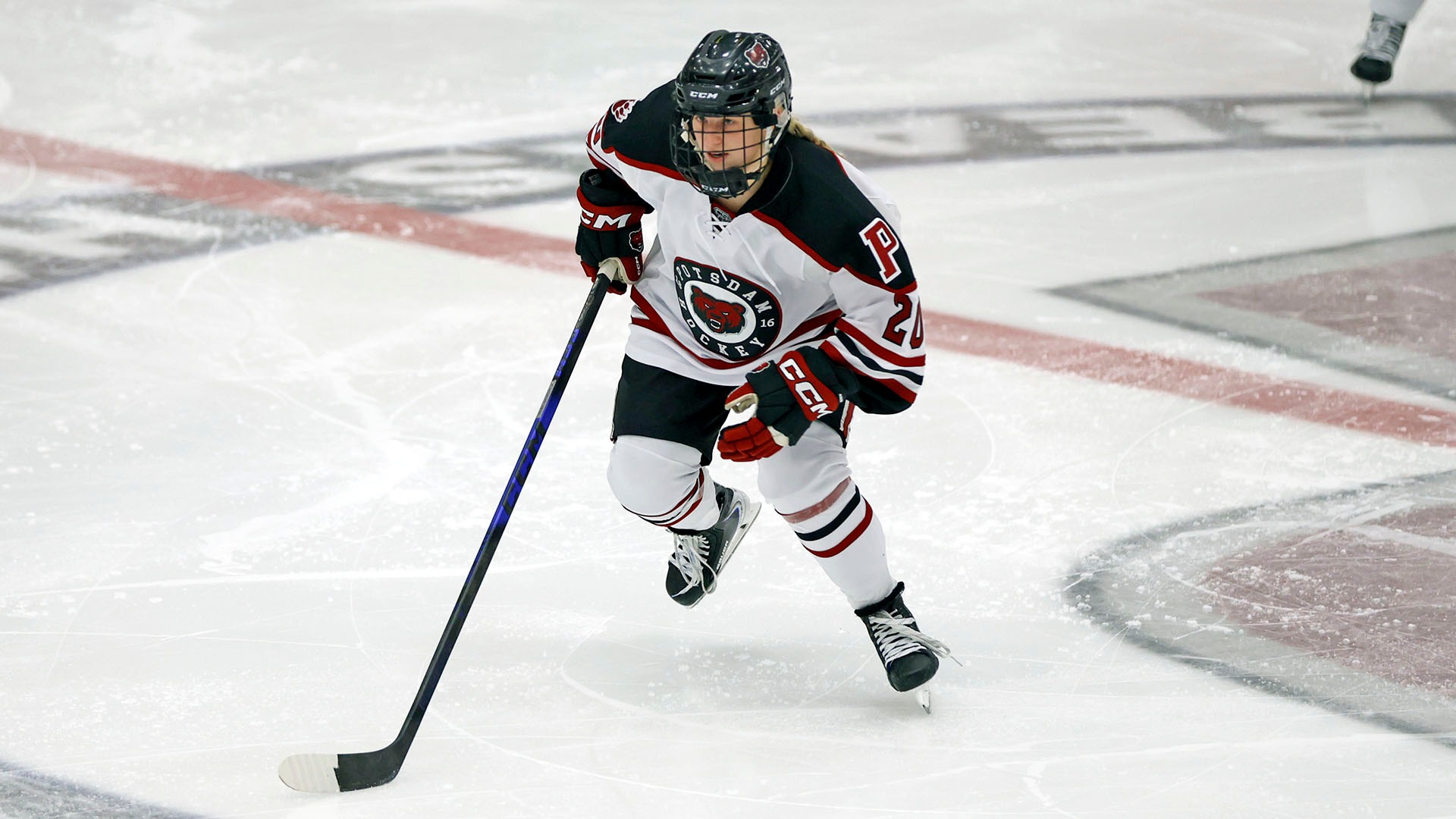 Josie Purdy moves up ice against Alvernia on 10/31/25.