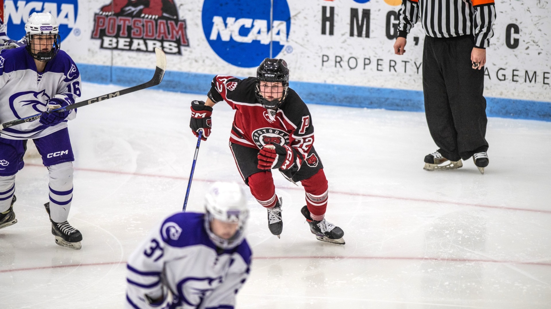 Megan Mills skates down the ice against Chatham on January 16, 2026. 