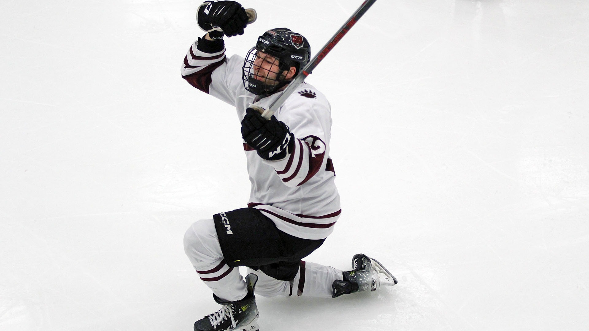Jeremy Quesnel celebrates his game-winning goal against Buffalo State on 1/9/26.