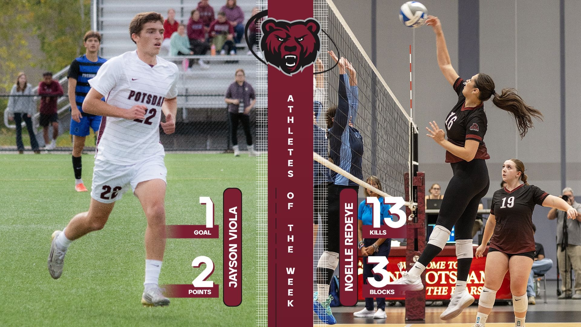 Noelle Redeye and Jayson Viola have been named Potsdam Athletes of the Week.
