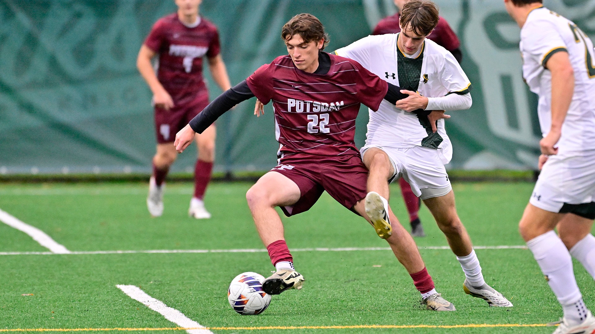 Jayson Viola battles for the ball at Clarkson on 10/13/26.