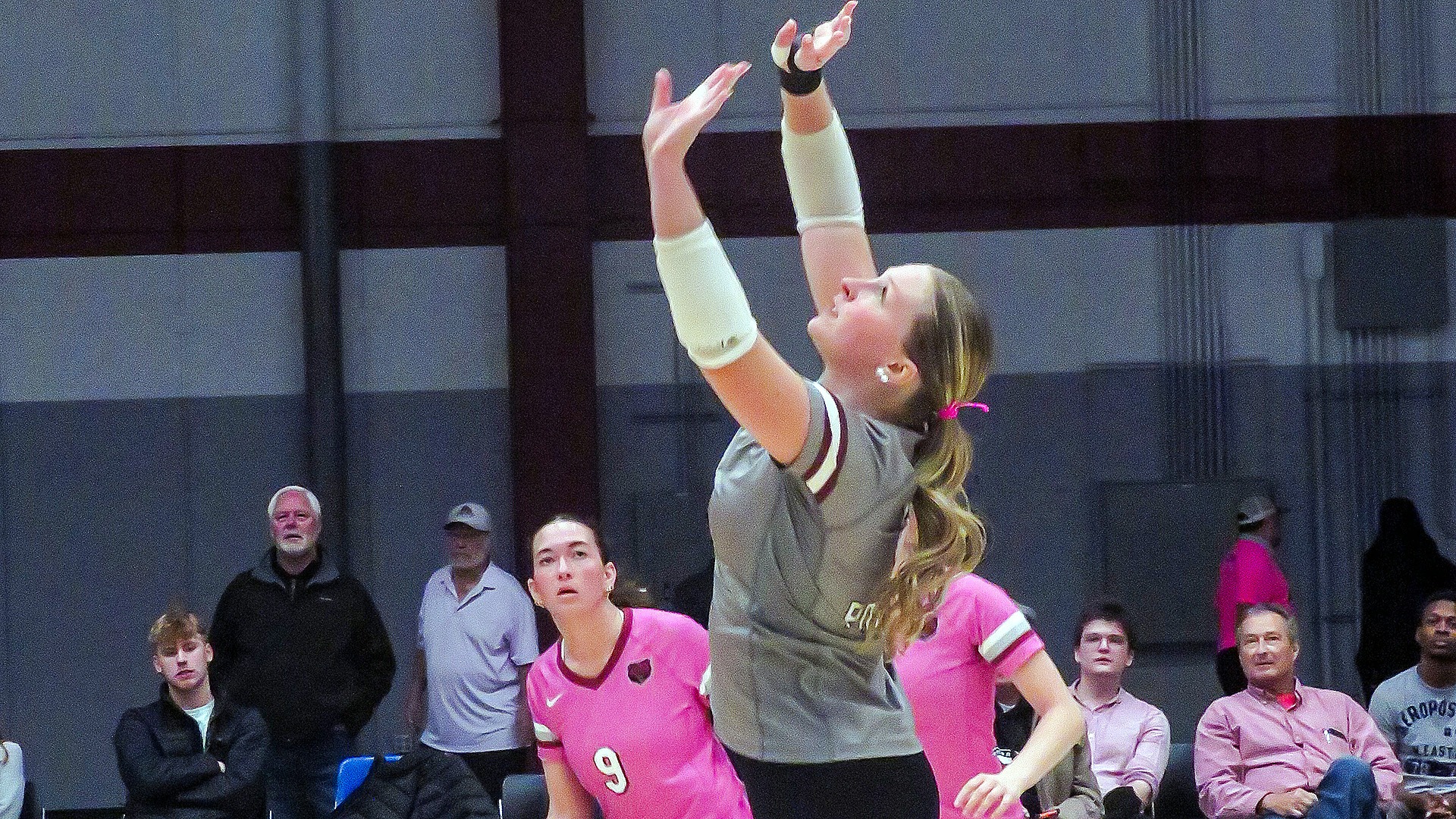 Rachel Madore sets the ball against Fredonia on 10/23/26.