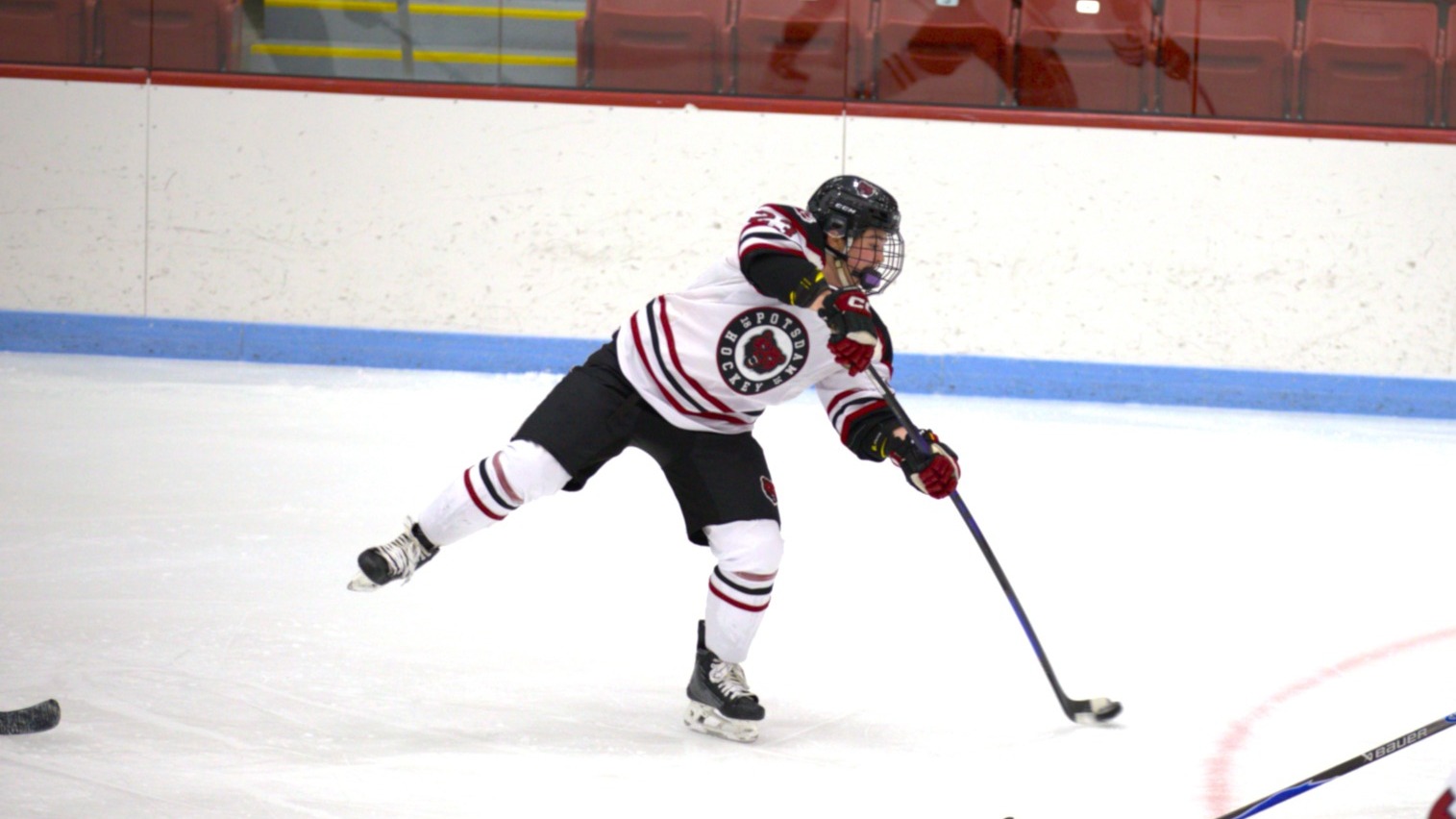 Jalynn Castro shoots the puck against Canton on 01/24/26. 