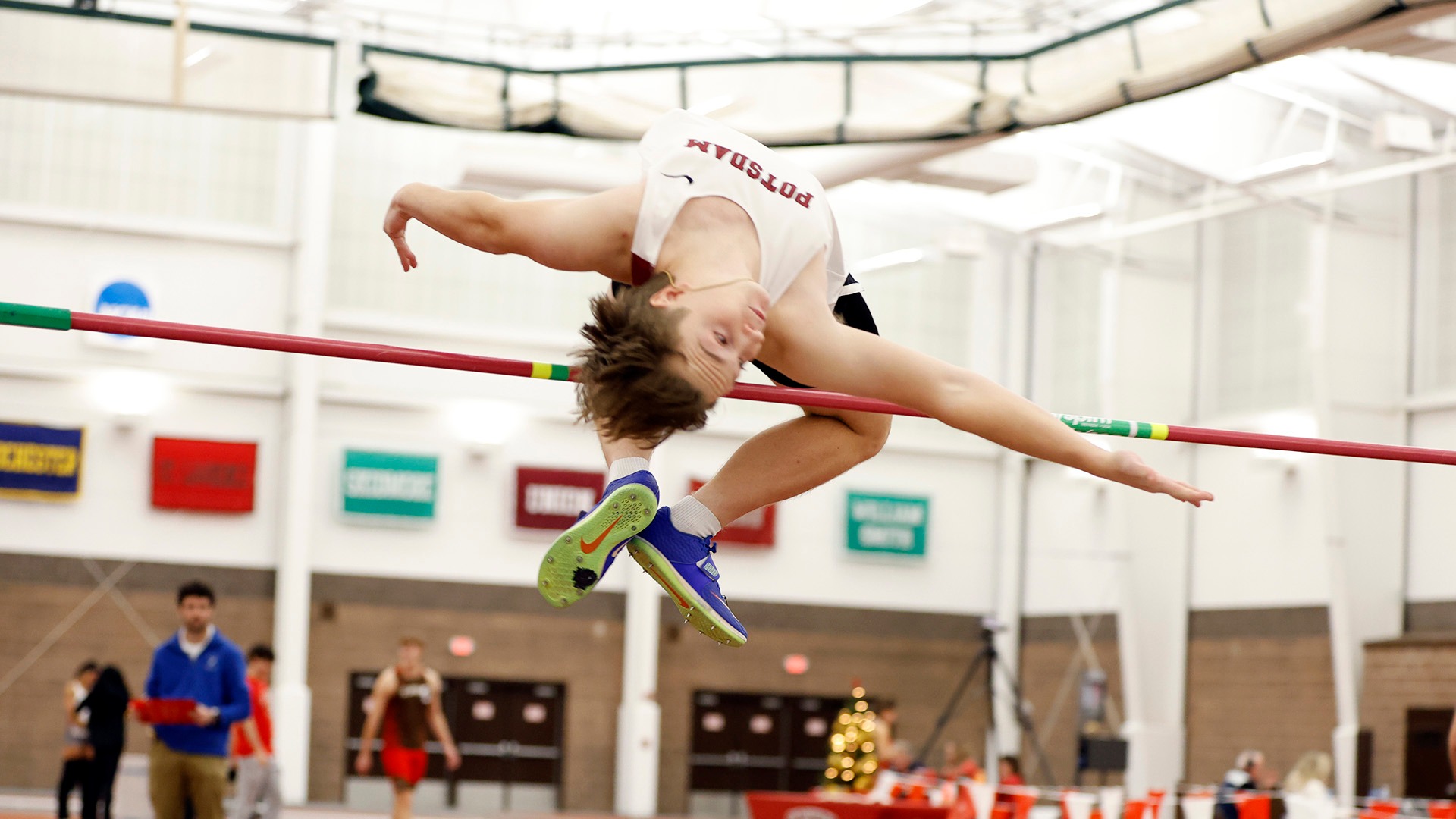 Talan Green completes in the High Jump at SLU on 12/5/25.