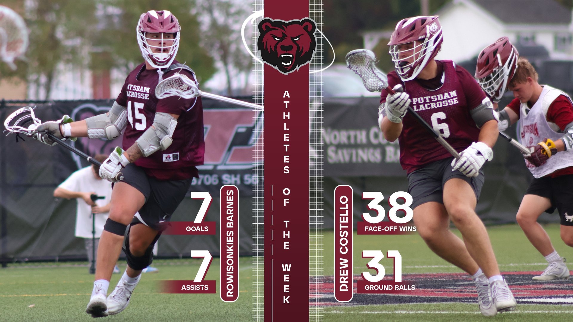 Rowisonkies Barnes and Drew Costello are Potsdam Athletes of the week - March 2-7, 2026. 