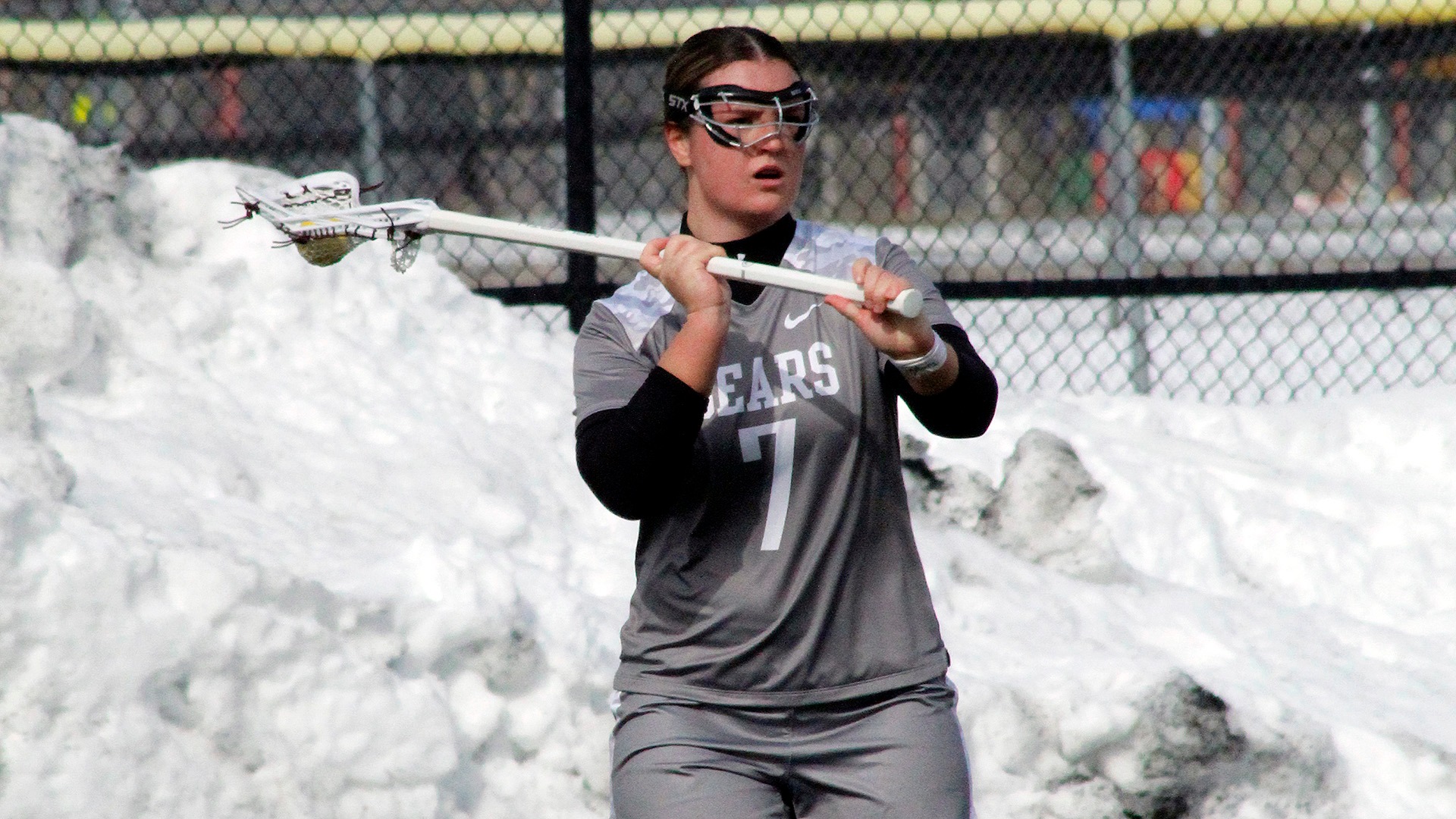 Ava Murphy passes the ball against SUNY Poly on 2/28.