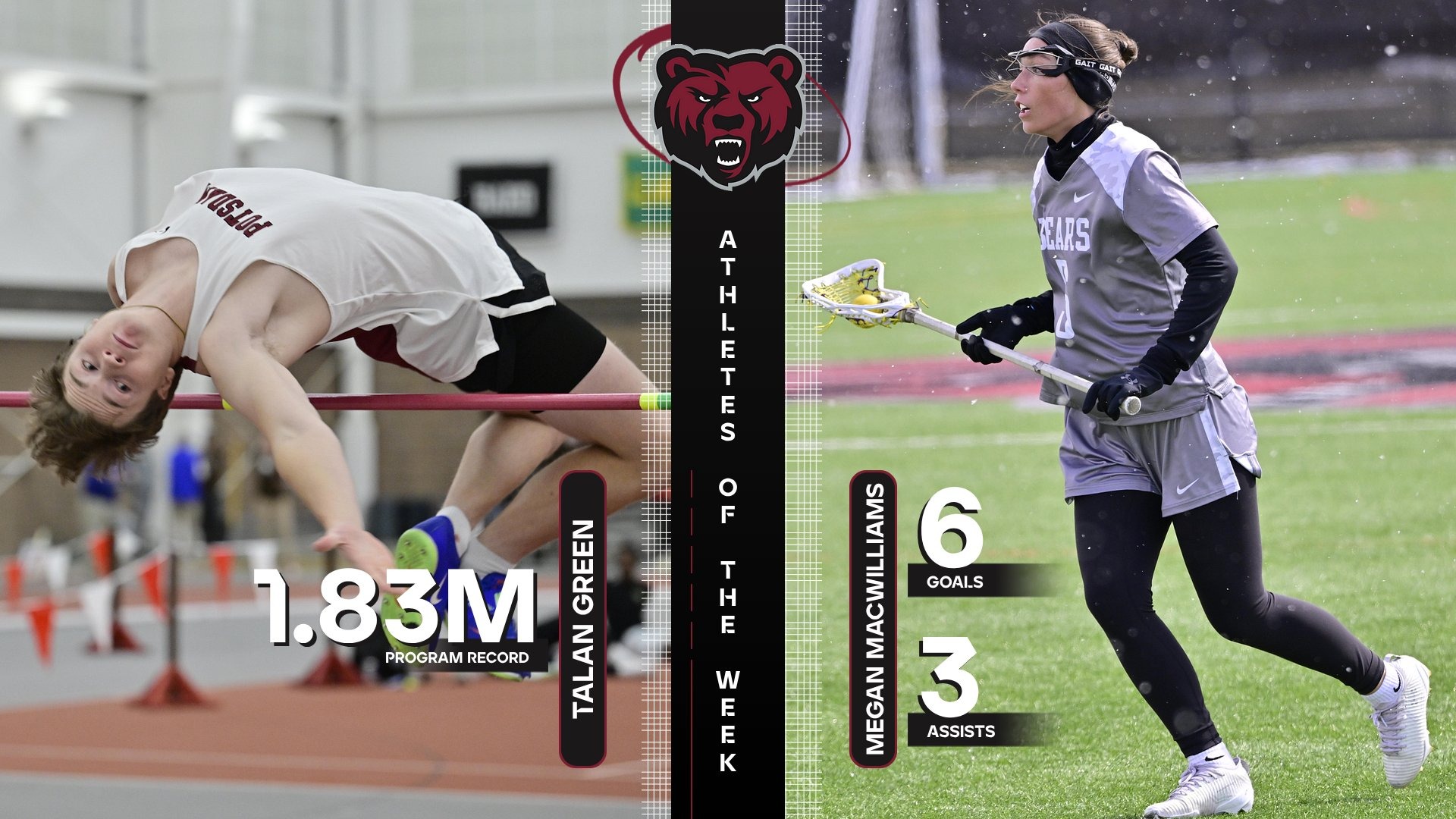 Talan Green and Megan MacWilliams are Potsdam Athletes of the Week - April 6-12, 2026. 