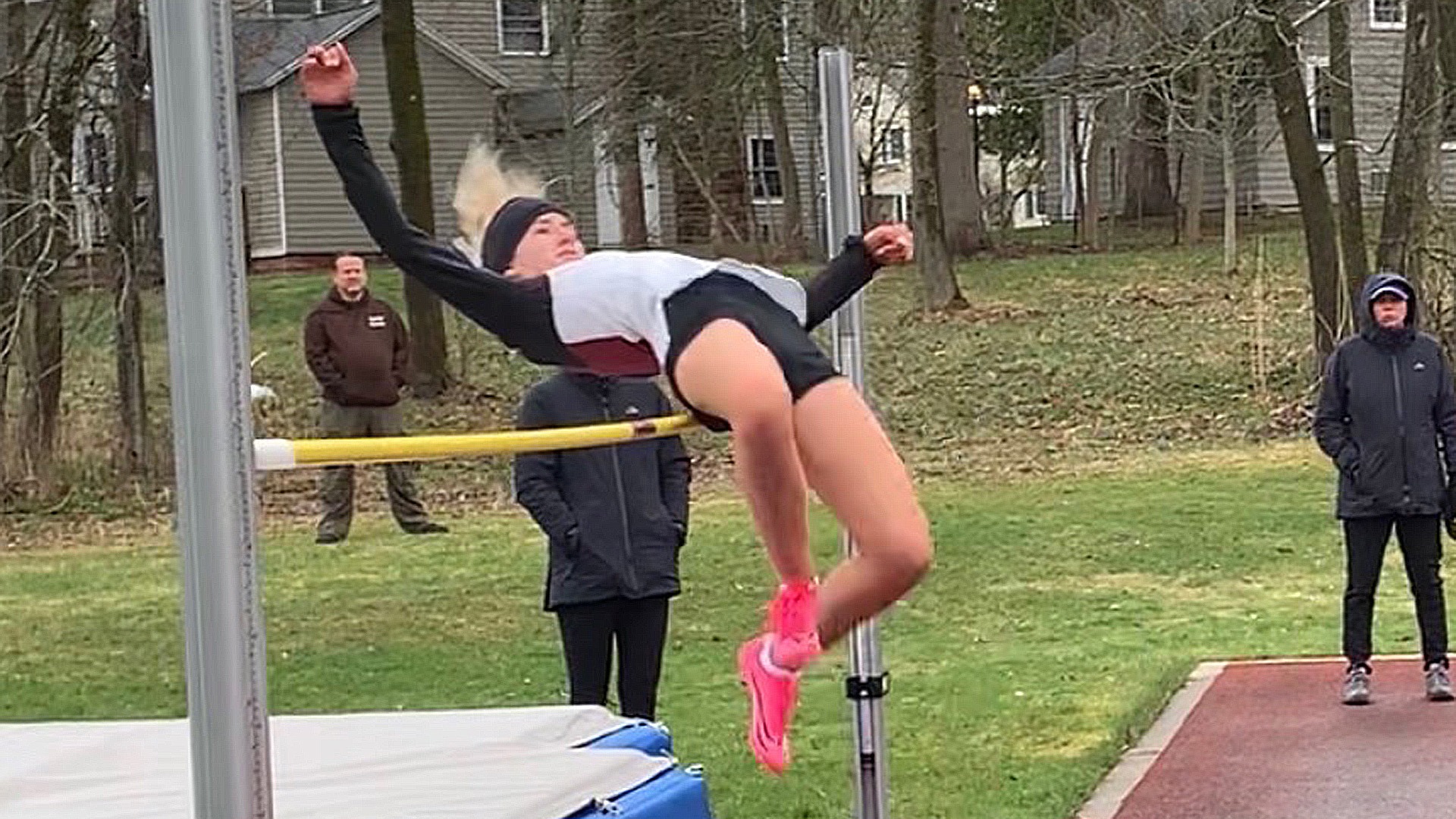 Emma Beecher competes in the high jump during the 2026 season.