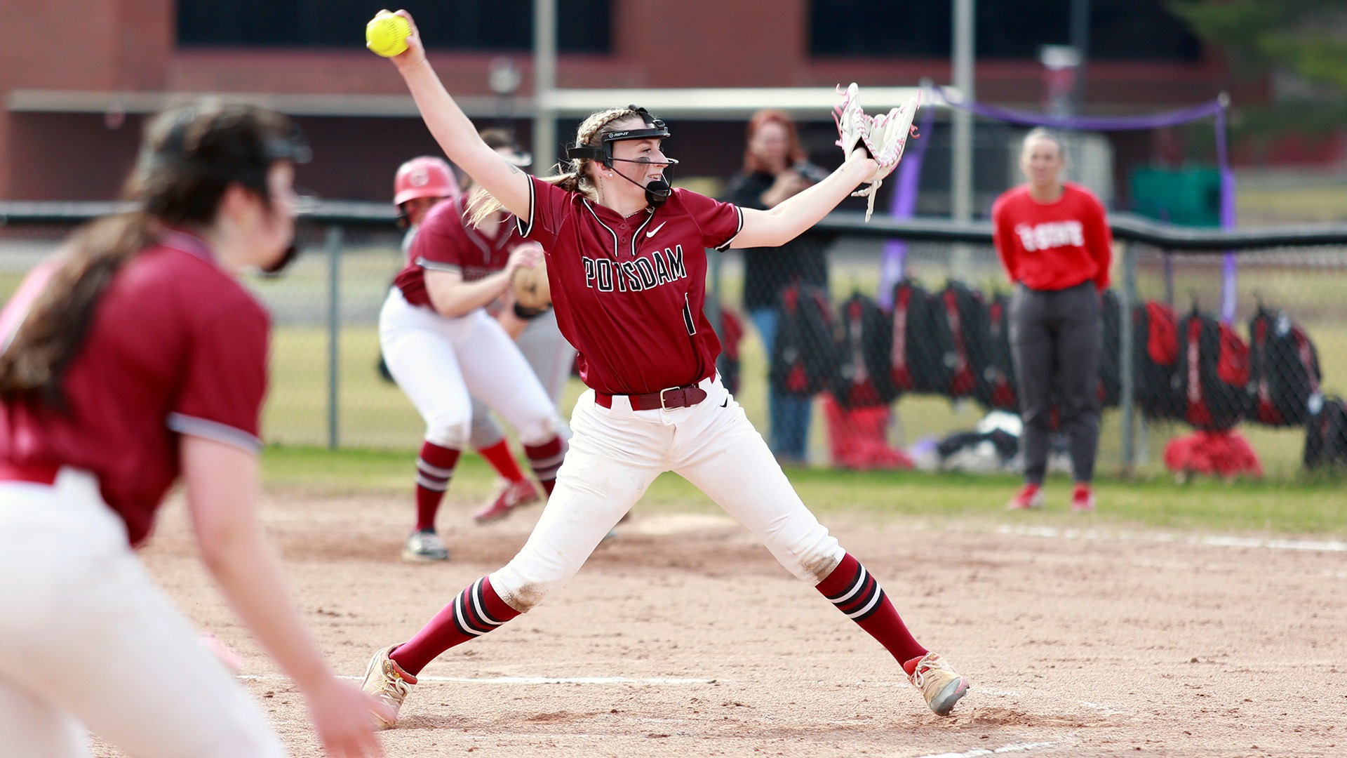 Emily Birmingham pitches against Cortland on 4/3/26.