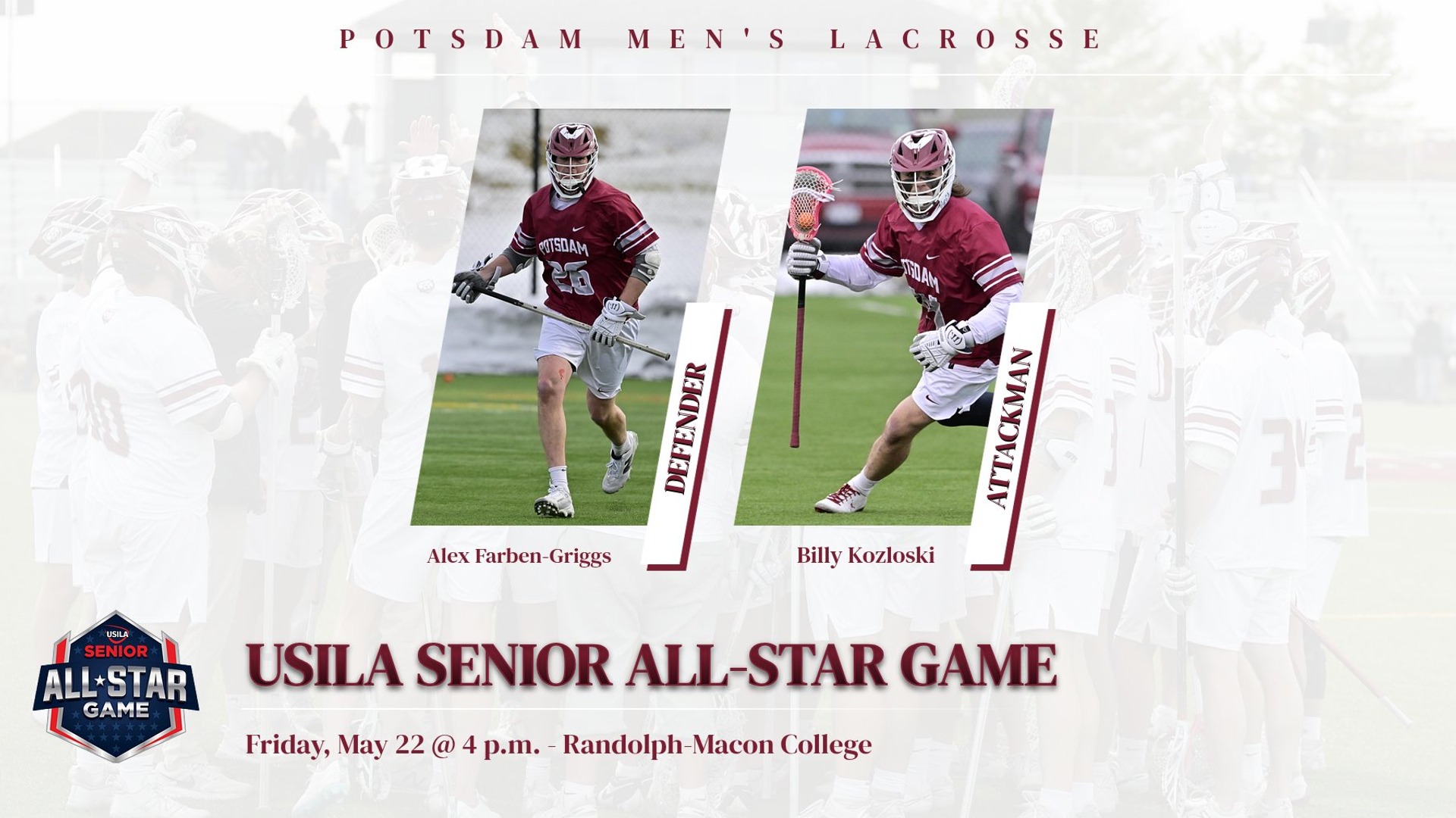 Alex Farben-Griggs and Billy Kozloski have been selected to play in the 2026 USILA Senior All-Star Game.