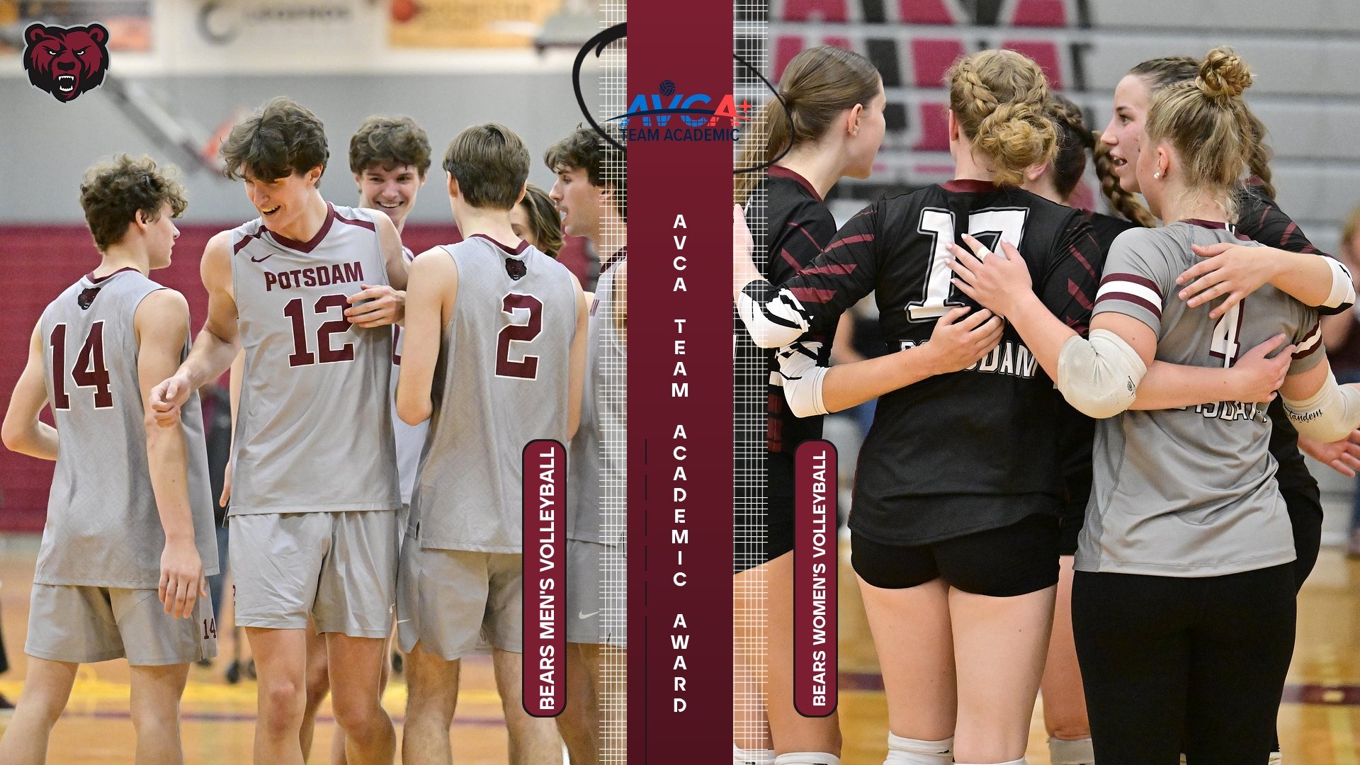Bears men's and women's volleyball earn AVCA Team Awards for the 2025-26 season.
