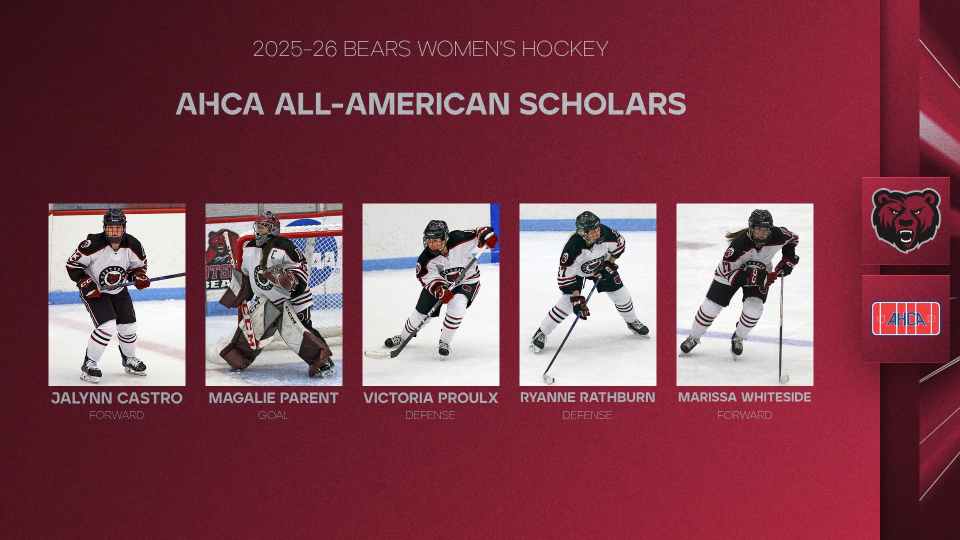 Five Bears women's hockey players have been named AHCA All-American Scholars.