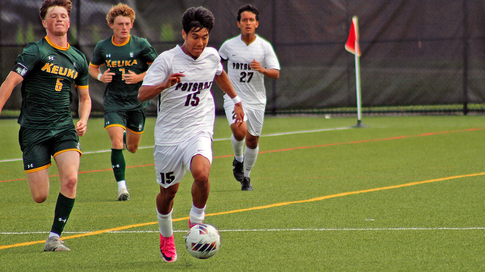 Wyatt Mokey moves the ball against Keuka on 9/5/26.