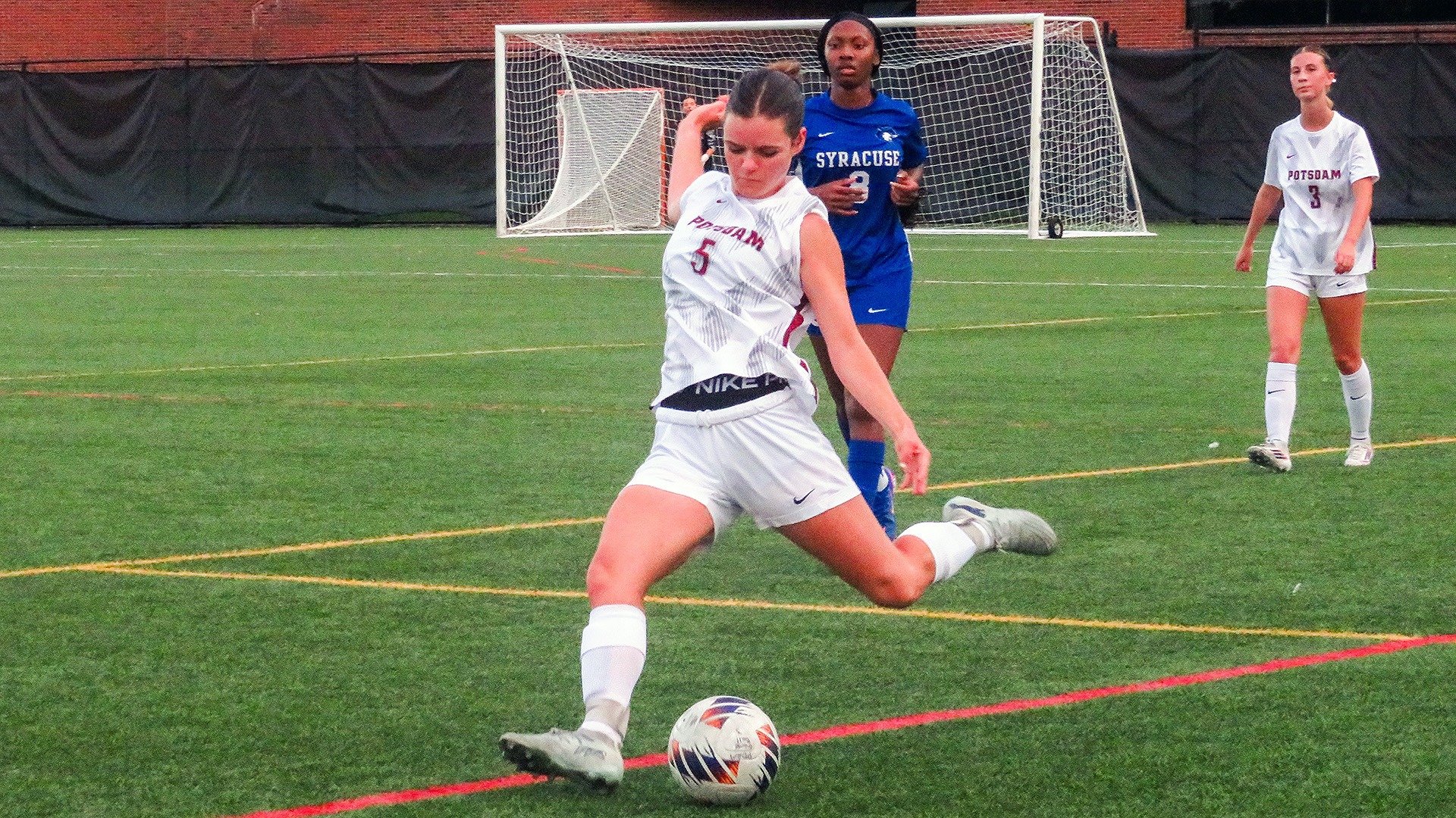 Adrianna Orlando takes a free kick against Bryant and Stratton on 9/17/26.