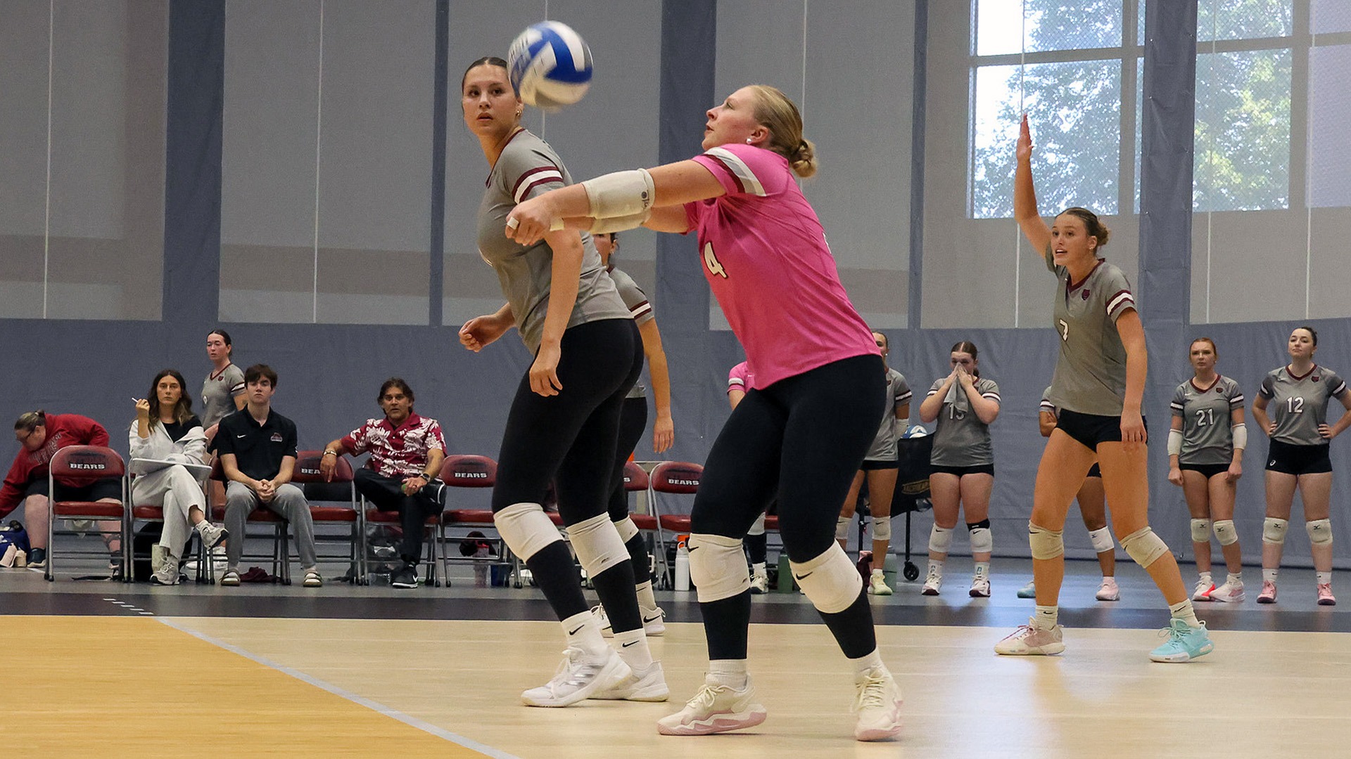 Rachel Madore sets the ball against Keuka College on 9/19/26.